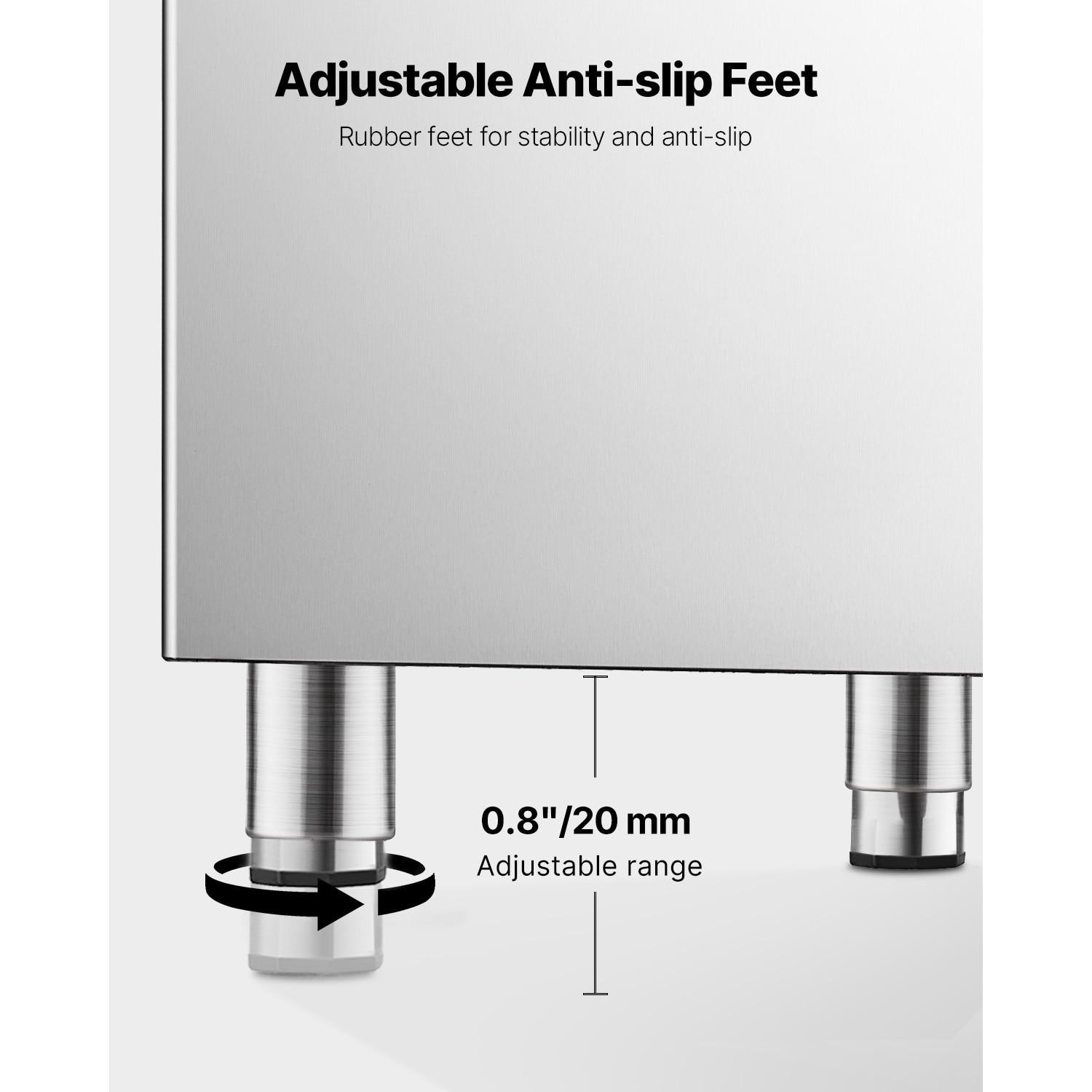 VEVOR Commercial Ice Maker Storage Bin, 250LBS Capacity Ice Bin, Stainless Steel Ice Storage Bin with Filter and Adjustable Anti-Slip Rubber Feet, Suitable for Restaurant Hotel and Beverage Shops