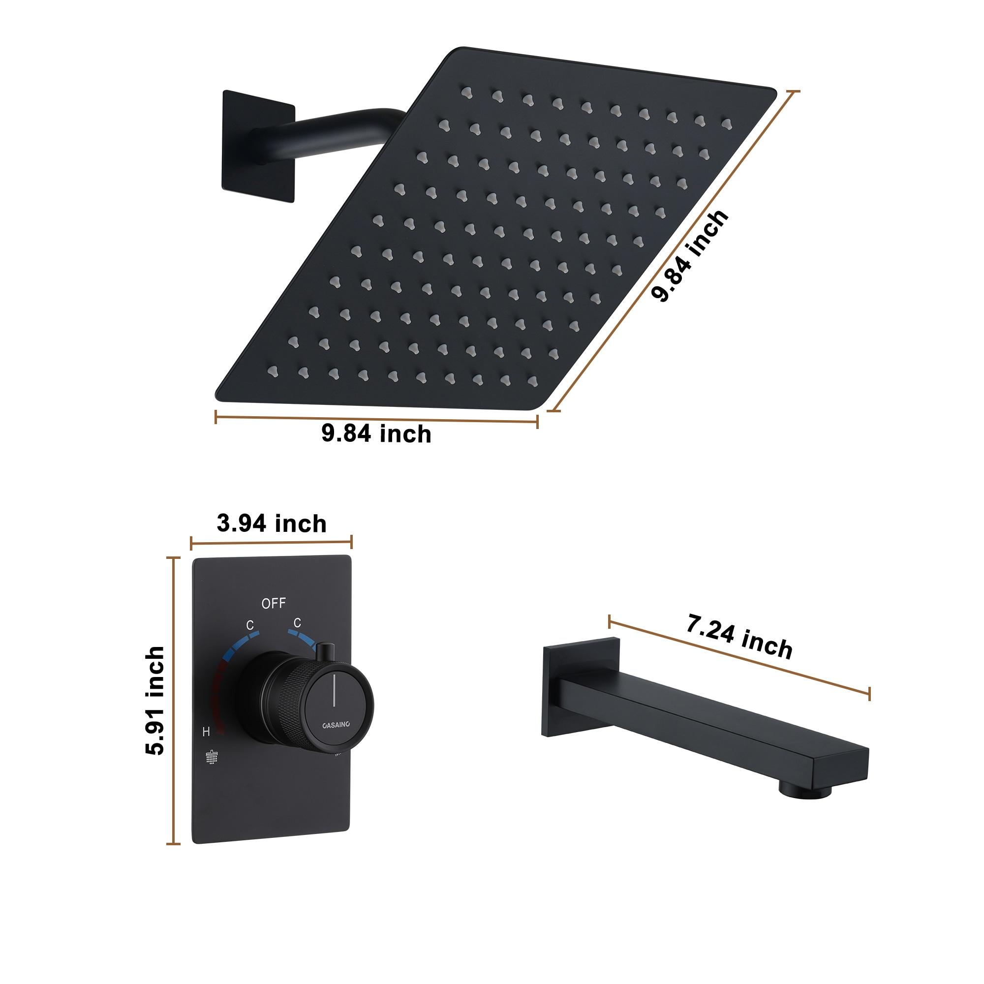 10 Inch Rainfall Shower System with Tilt Shower Head and Tub Spout with Rough in-Valve