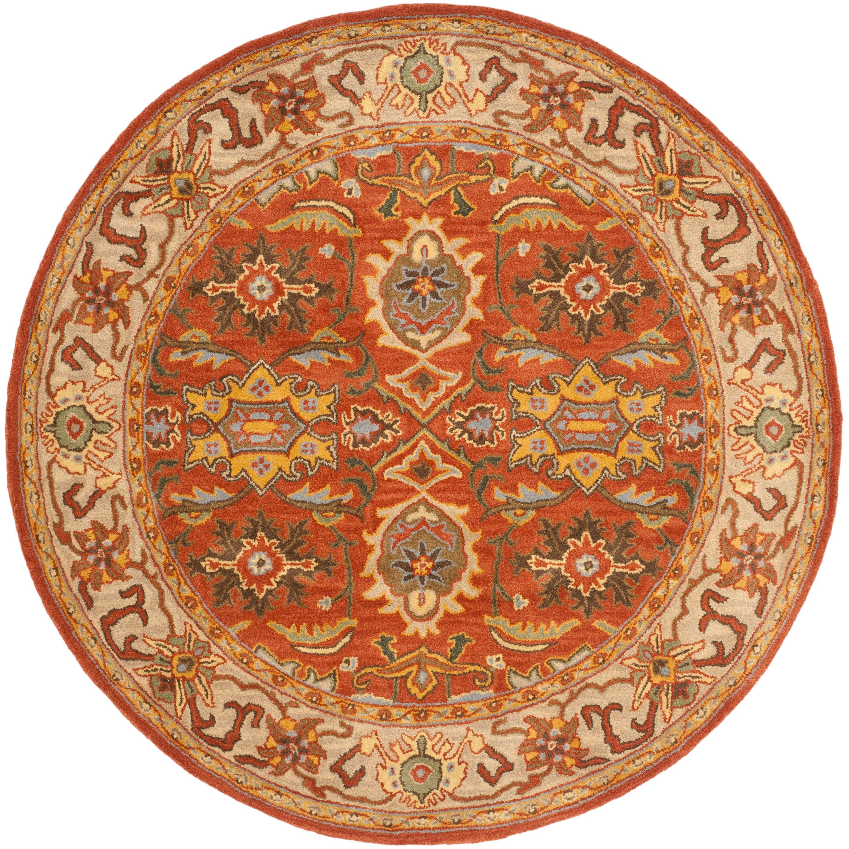 Heritage HG734 Handmade Area Rug - 6' Round - Rust/Beige - Safavieh