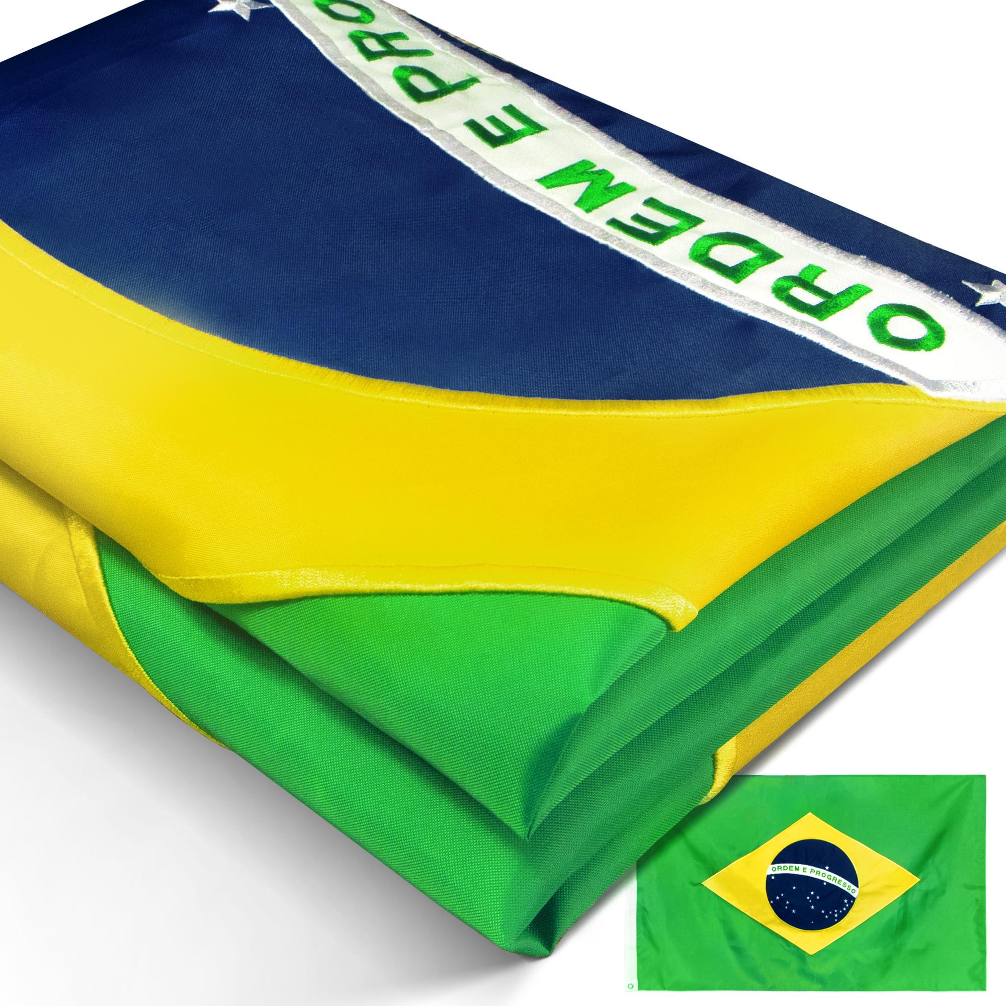 Anley EverStrong Series Embroidered Brazil Flag 3x5 Feet - Nylon Brazilian National Flags