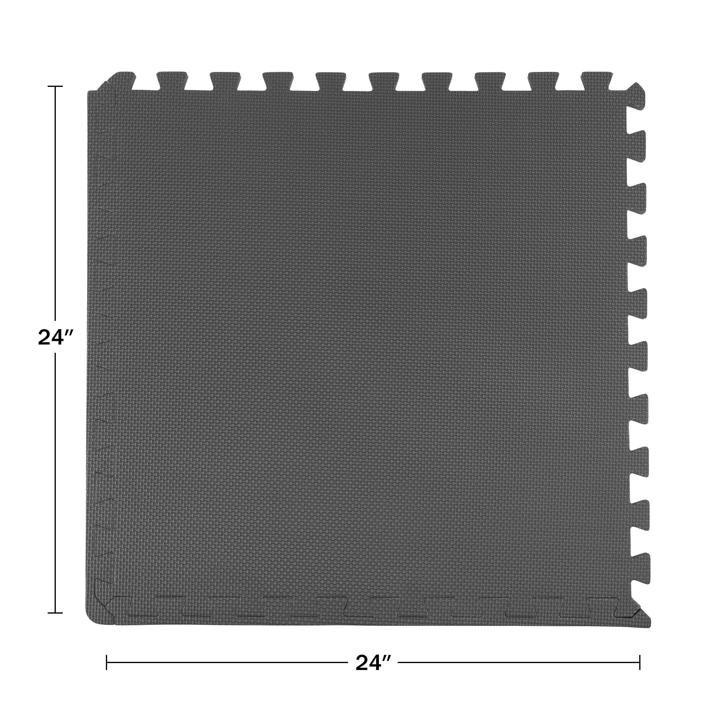 Fleming Supply Cushioned Nonslip Interlocking Foam Floor Tiles – 24" x 24" x 0.375", Gray, 6-pack