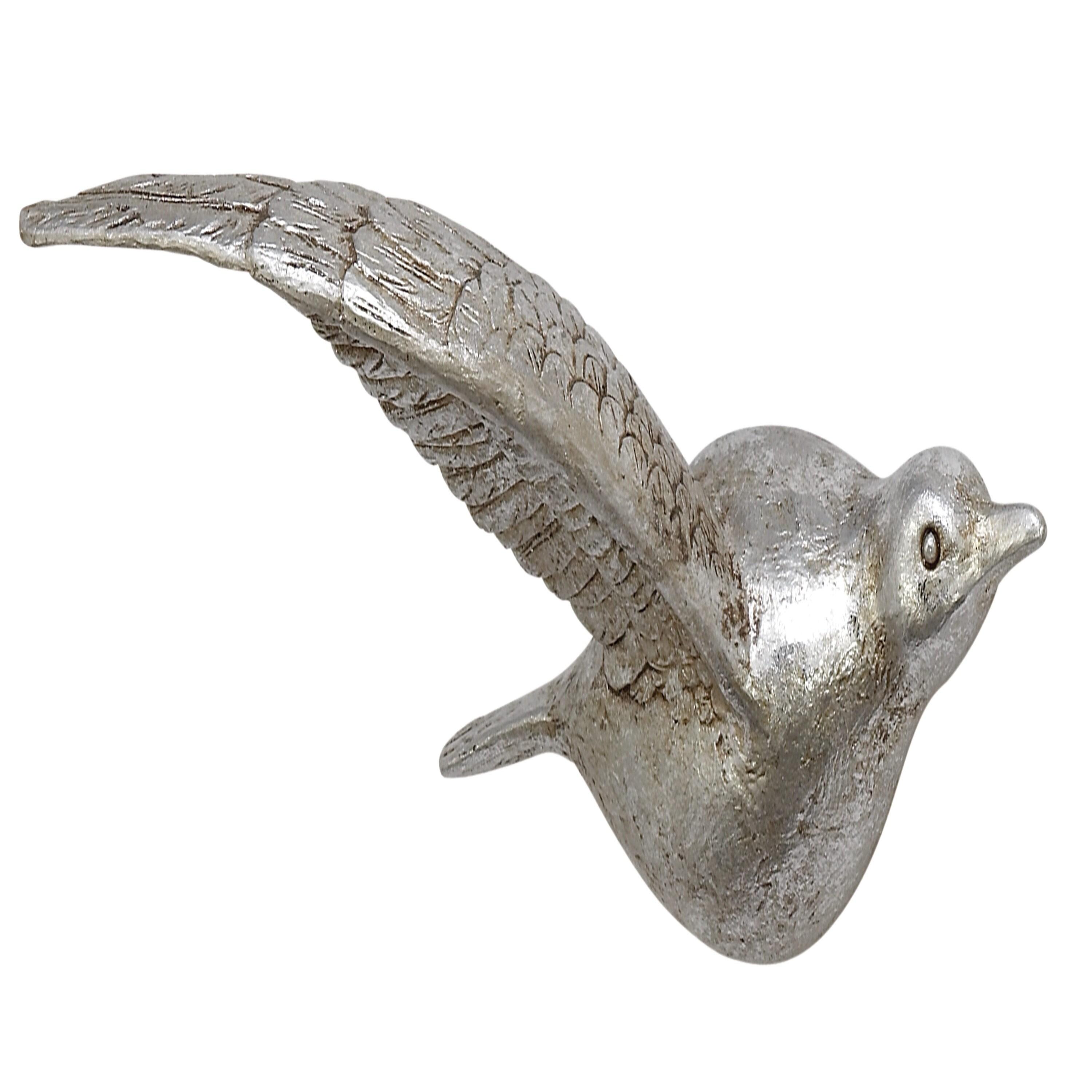 DecMode Silver Polystone Metallic 3D Sculpted Bird Wall Decor (3 Count)