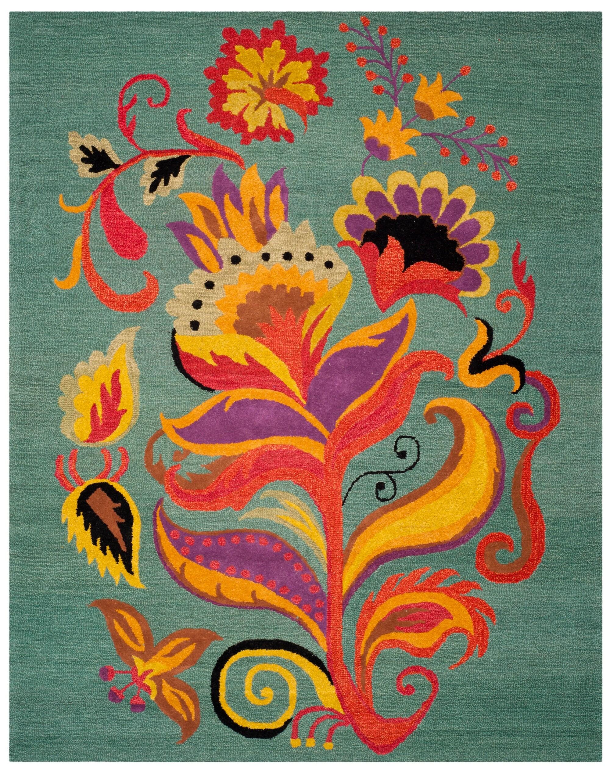 Blossom BLM679 Hand Hooked Area Rug - Blue/Multi - 8'x10' - Safavieh.