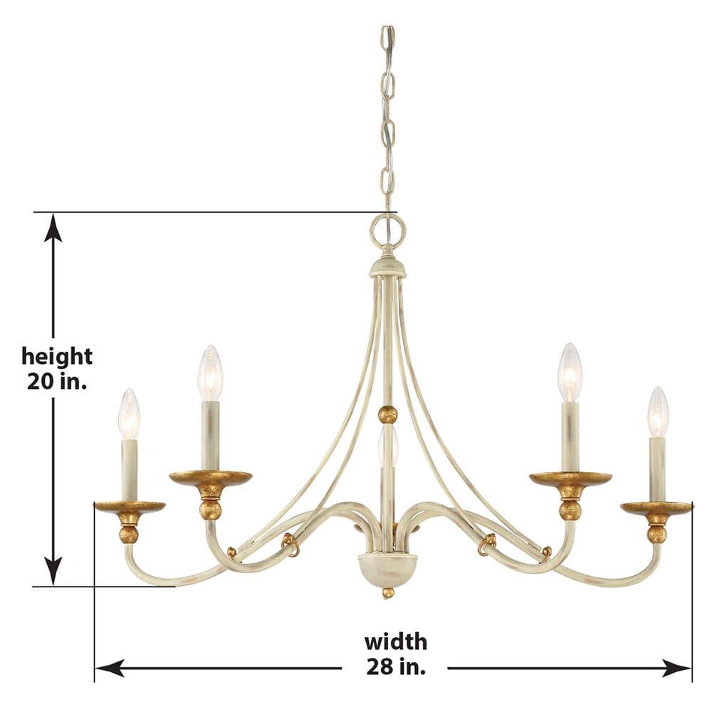 Minka Lavery White Gold Pendant Chandelier 28" Wide Farmhouse French 5-Light Fixture for Dining Room House Foyer Kitchen Entryway