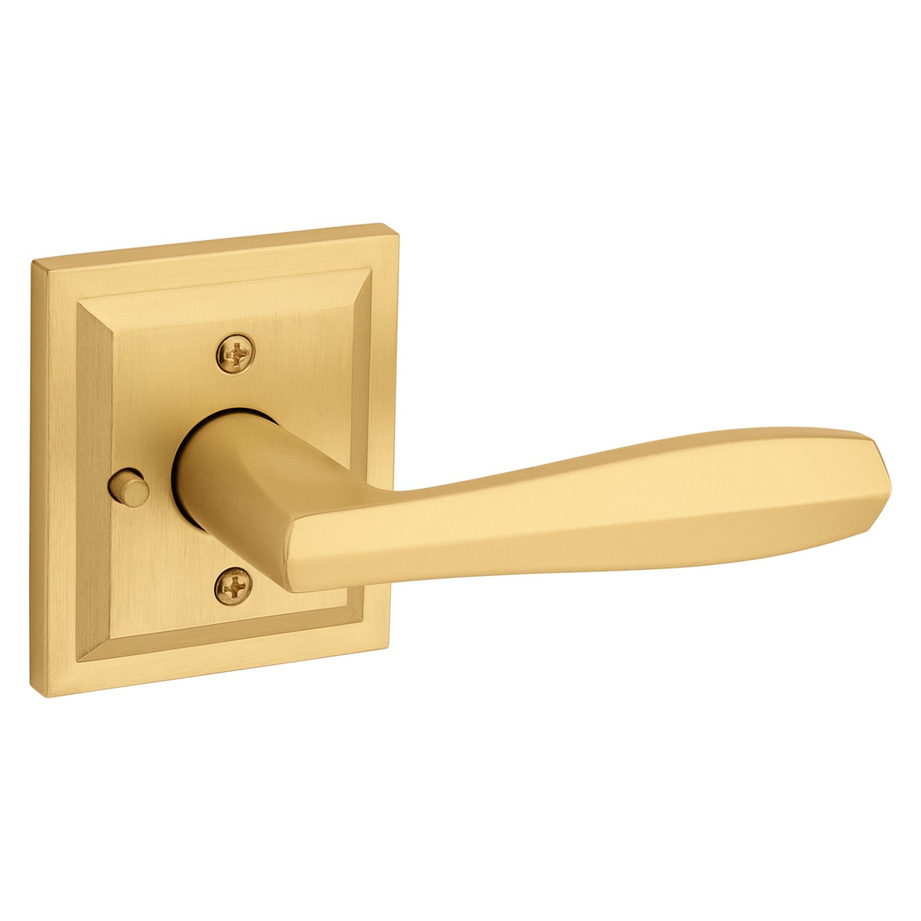 Torrey Satin Brass Low Profile Rose Bed/Bath Privacy Door Handle