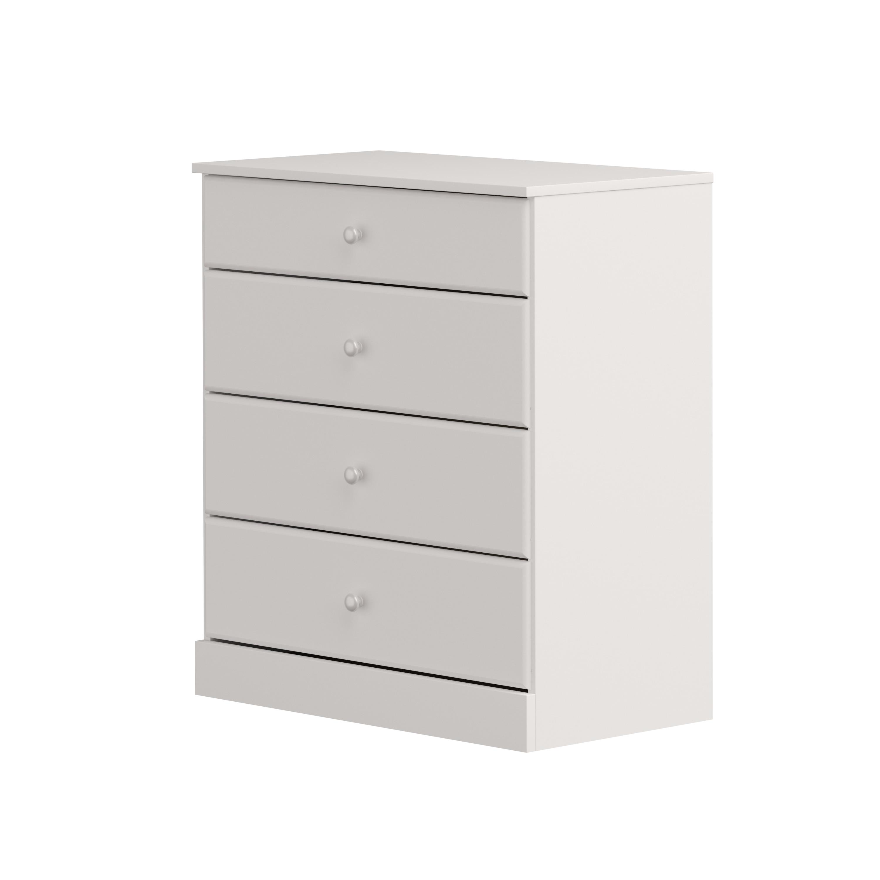 4 Drawers Astrid Dresser White - Prepac: Contemporary Storage Chest, Bedroom Furniture