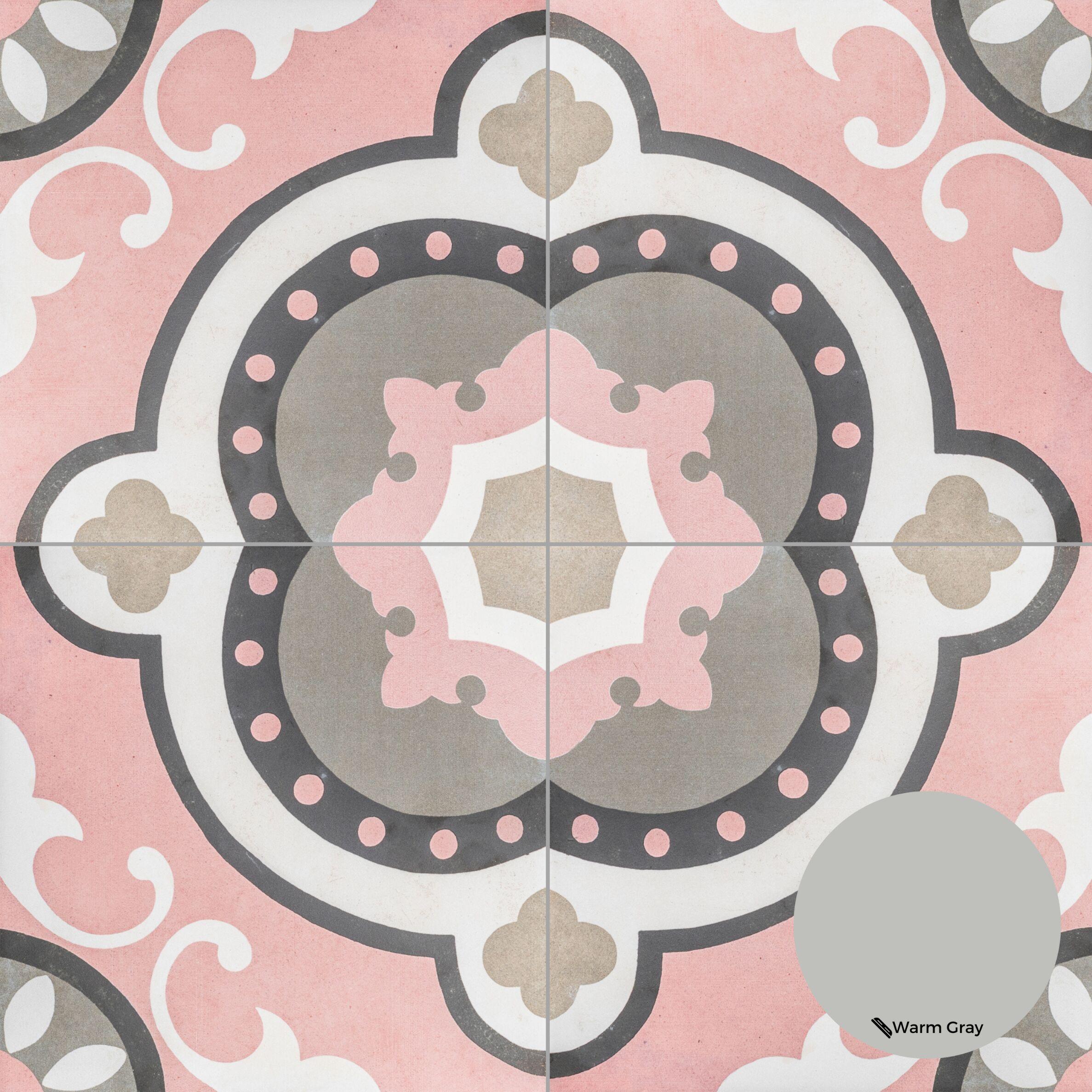 The Tile Life Art Deco Pink 8x8 Porcelain Floor and Wall Tile - 8x8 Sample