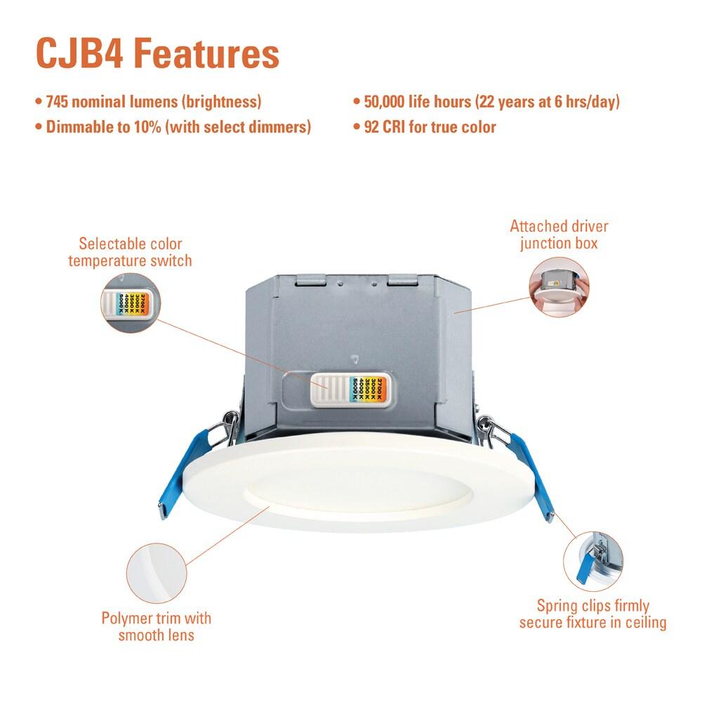 HALO CJB 4 inch 5CCT Canless Recessed Integrated LED Downlight with Attached JBOX 12 Pack