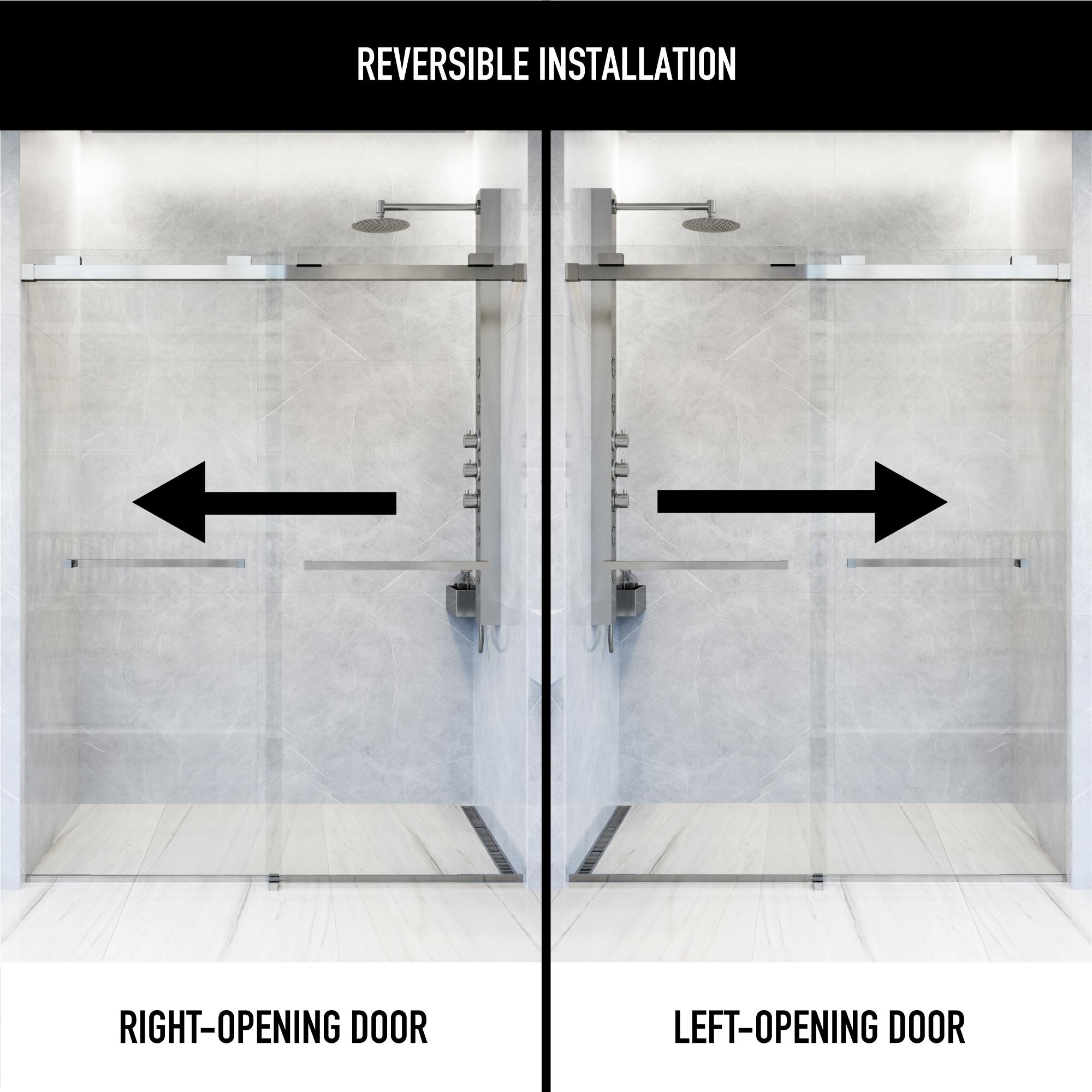 Houston 56-60" W x 76" H Sliding Frameless Shower Door with 3/8" Clear Glass