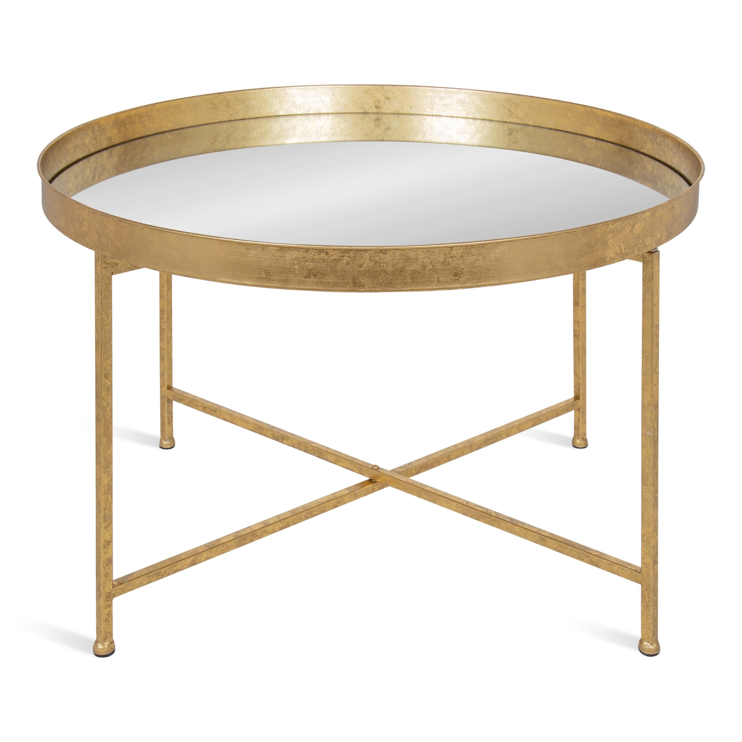 Kate and Laurel Celia Round Metal Coffee Table, 28.25x28.25x19, Gold