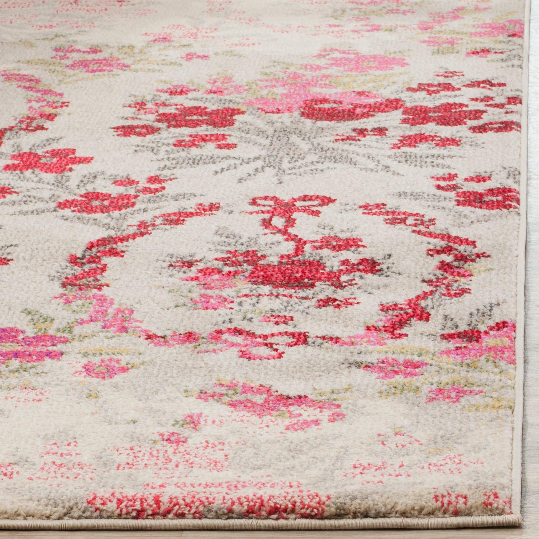Monaco MNC205 Power Loomed Area Rug - Ivory/Pink - 6'7"x6'7" - Safavieh.