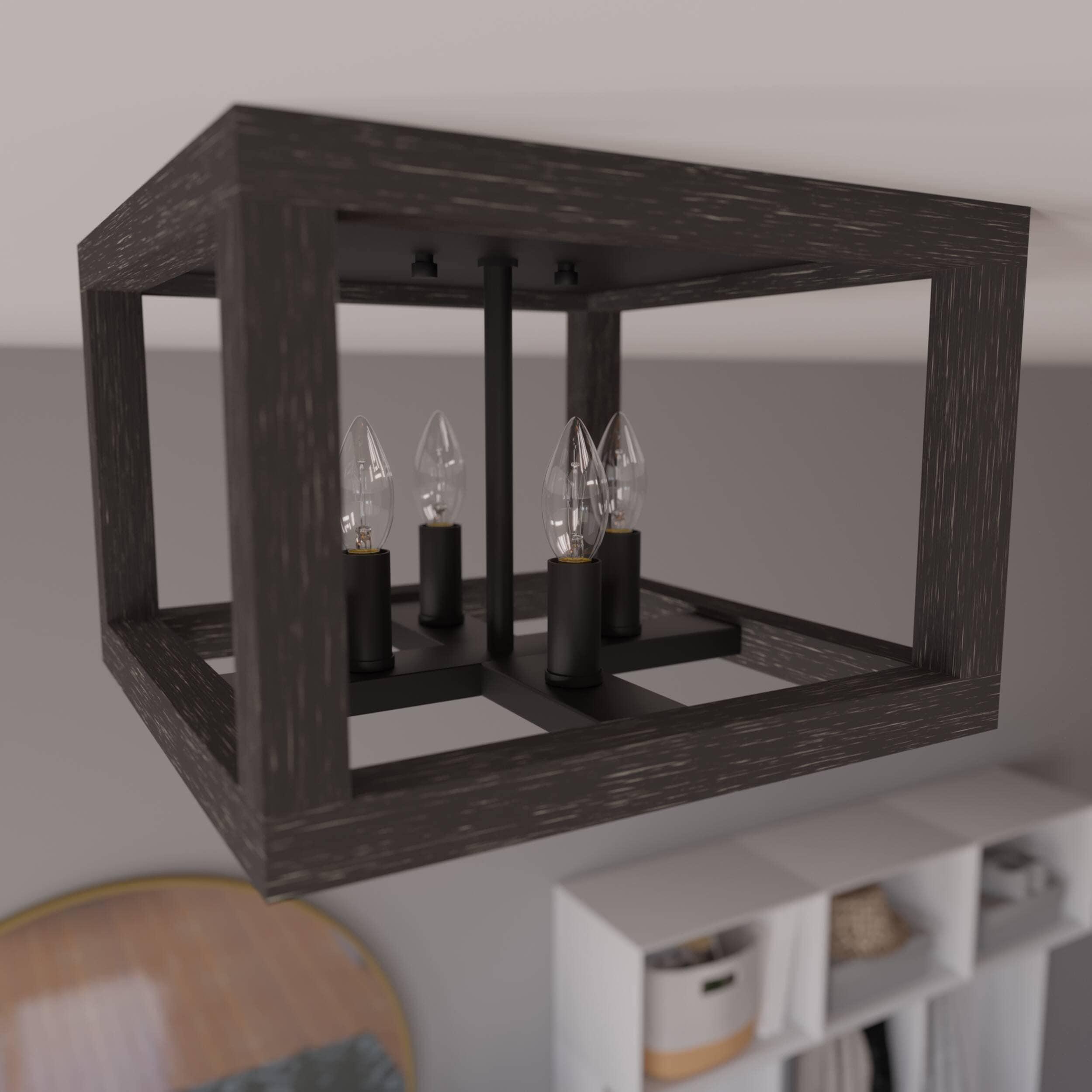 Squire Manor 4 - Light 12'' Lantern Square / Rectangle Flush Mount