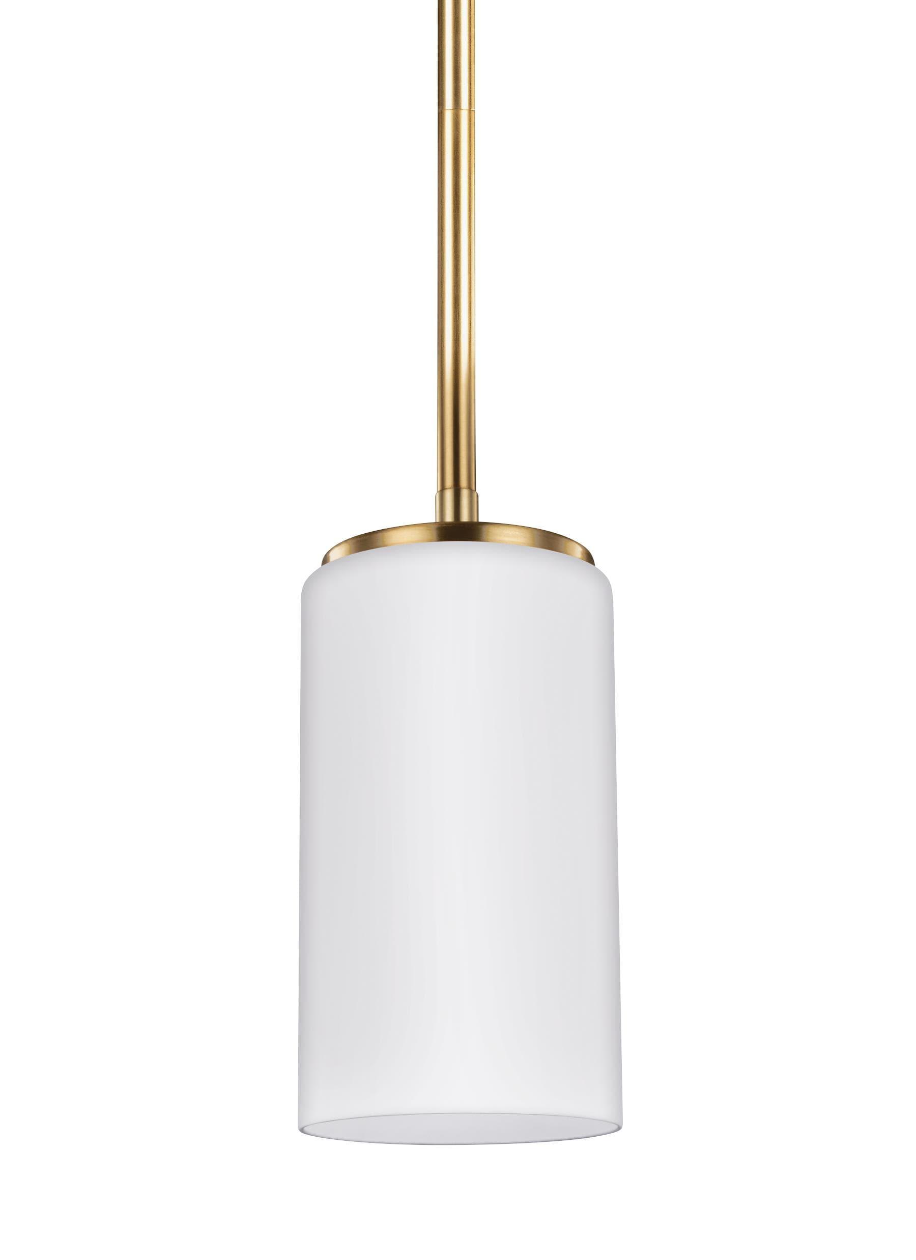 Alturas Mini-Pendant in Satin Brass with Etched Glass Shade