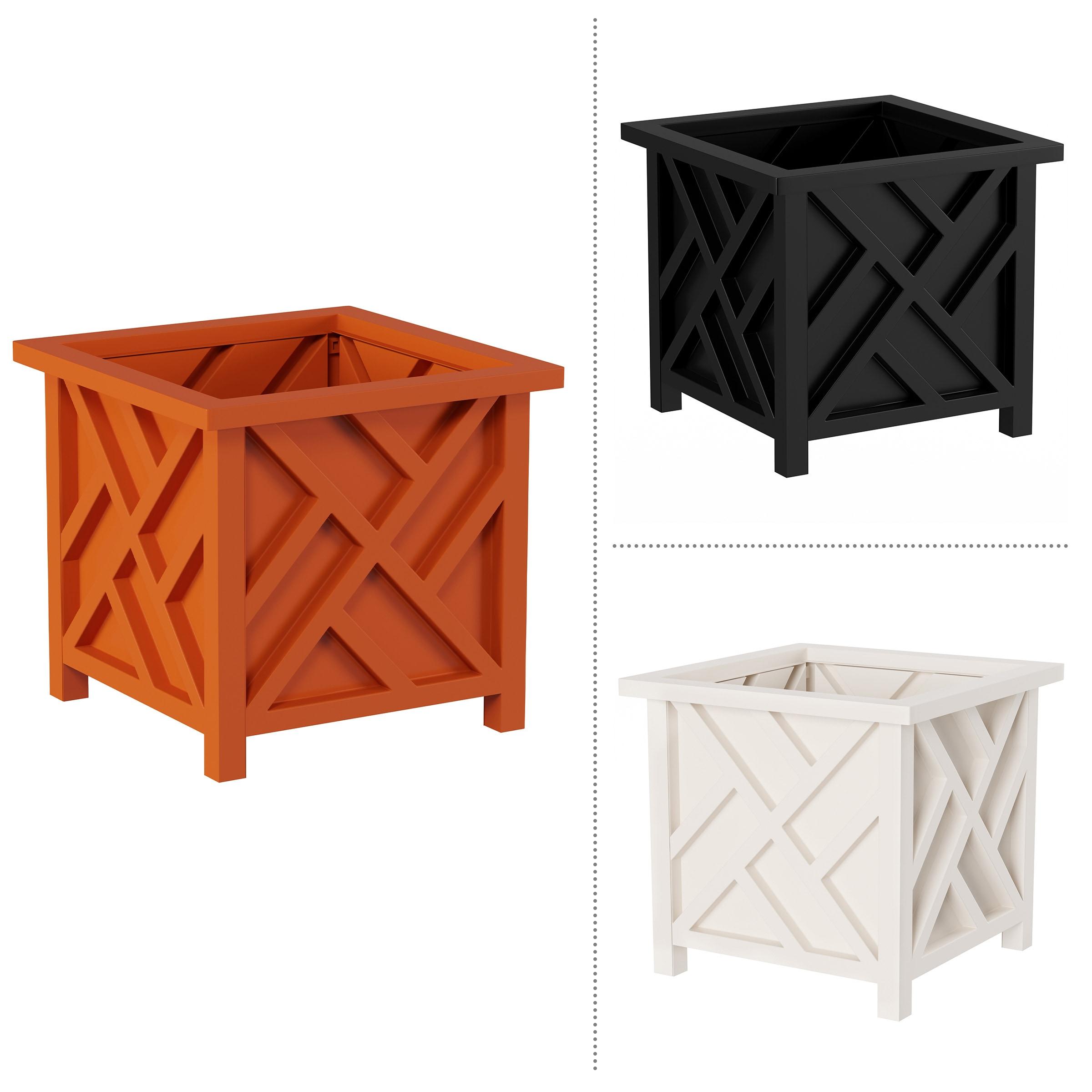 Terracotta Square Lattice Outdoor Planter Boxes Set of 2