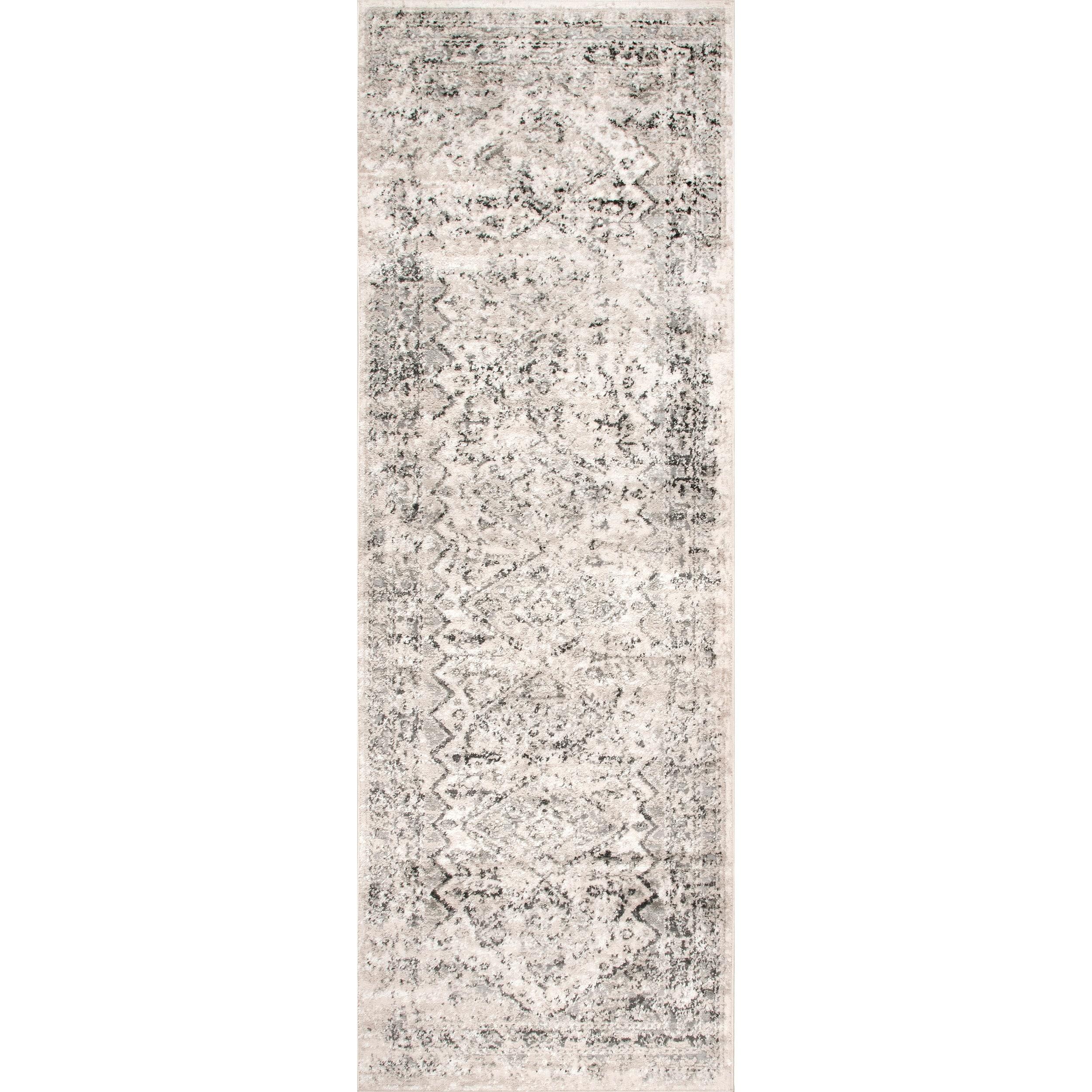Nuloom Madisson Medallion 2x8 Runner Indoor Area Rug for Living Room Bedroom Dining Room Entryway Hallway Kitchen, Grey/Ivory
