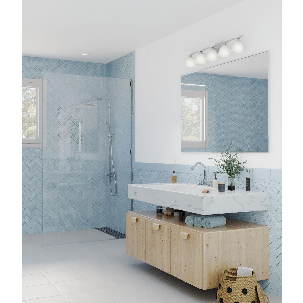 Progress Lighting Laird 5-Light Bath Vanity, Brushed Nickel, Glass Shade