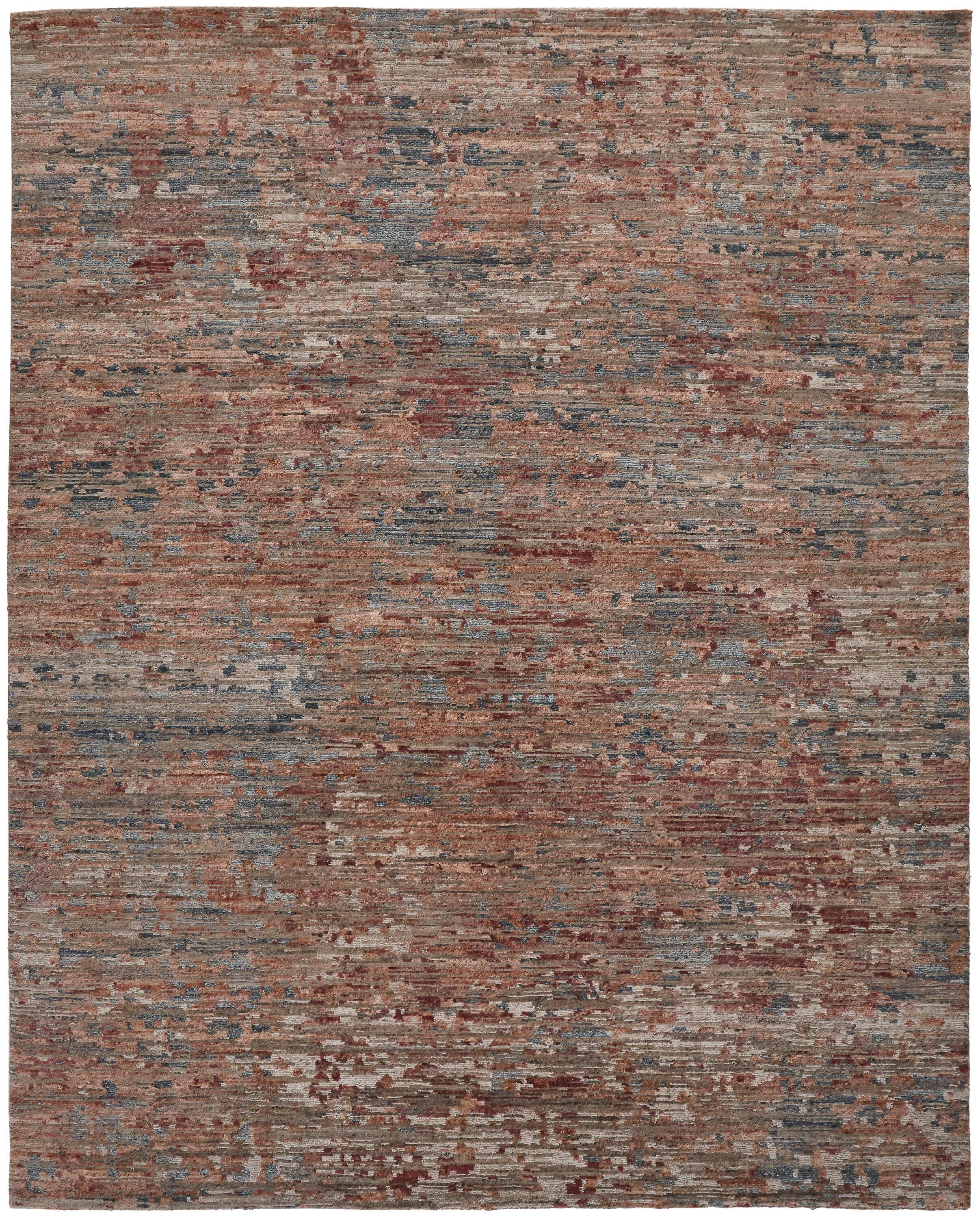 Clarkson Blue and Rust Hand-Knotted Wool Area Rug