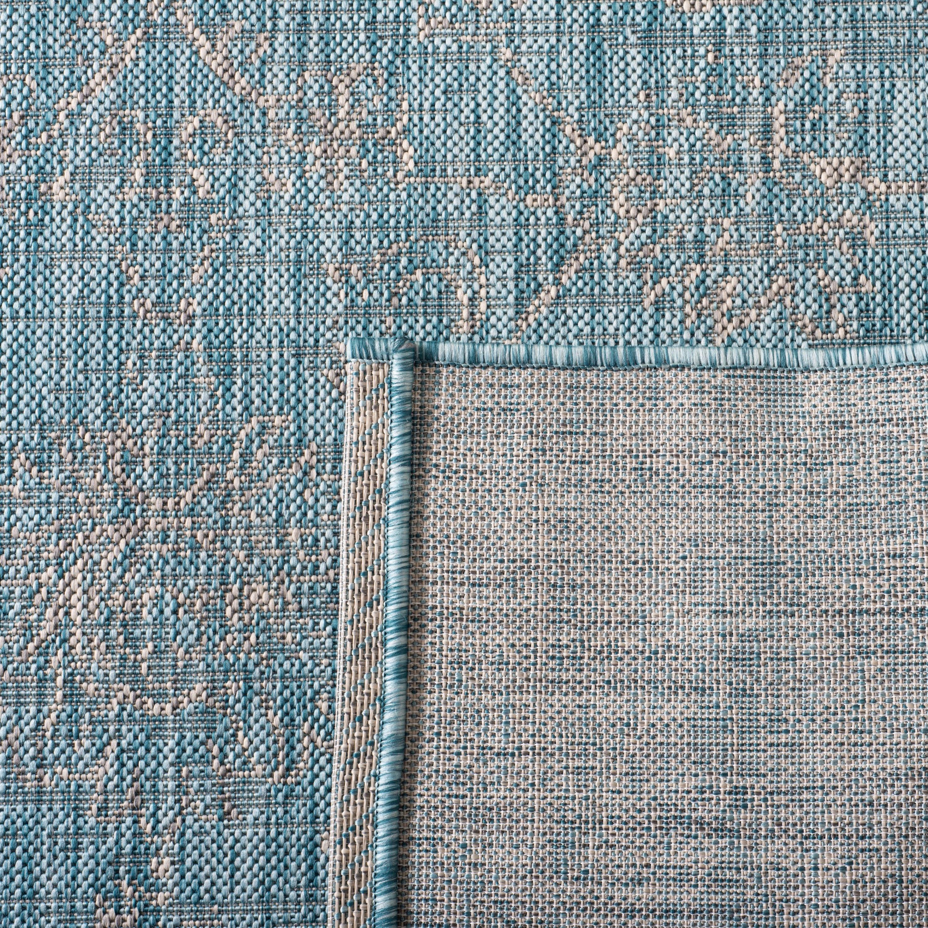 Courtyard CY8680 Power Loomed Indoor and Outdoor Area Rug - Aqua/Grey - 4'x5'7" - Safavieh