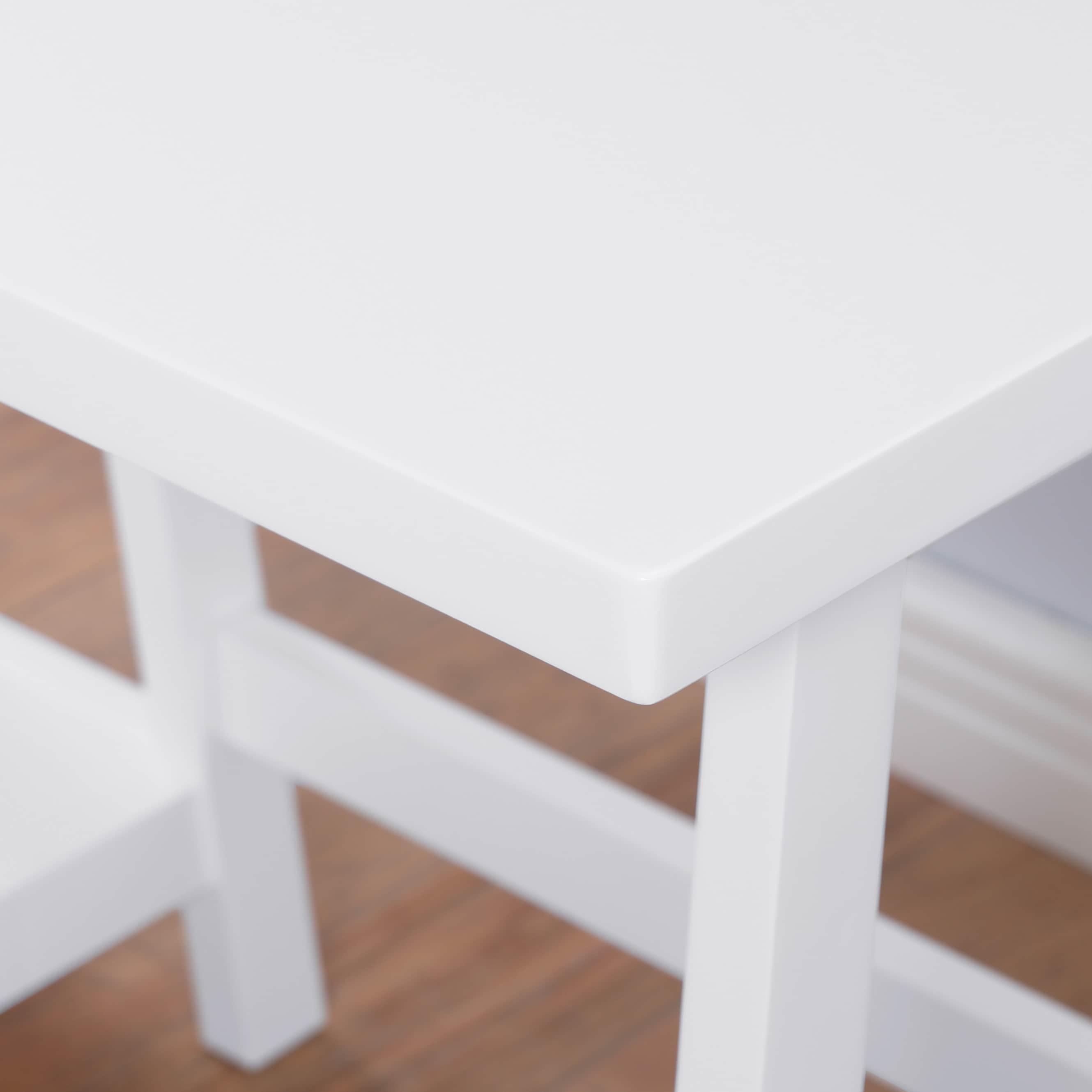 Roundhill Furniture Redina Contemporary Wood Writing Desk with Storage, White