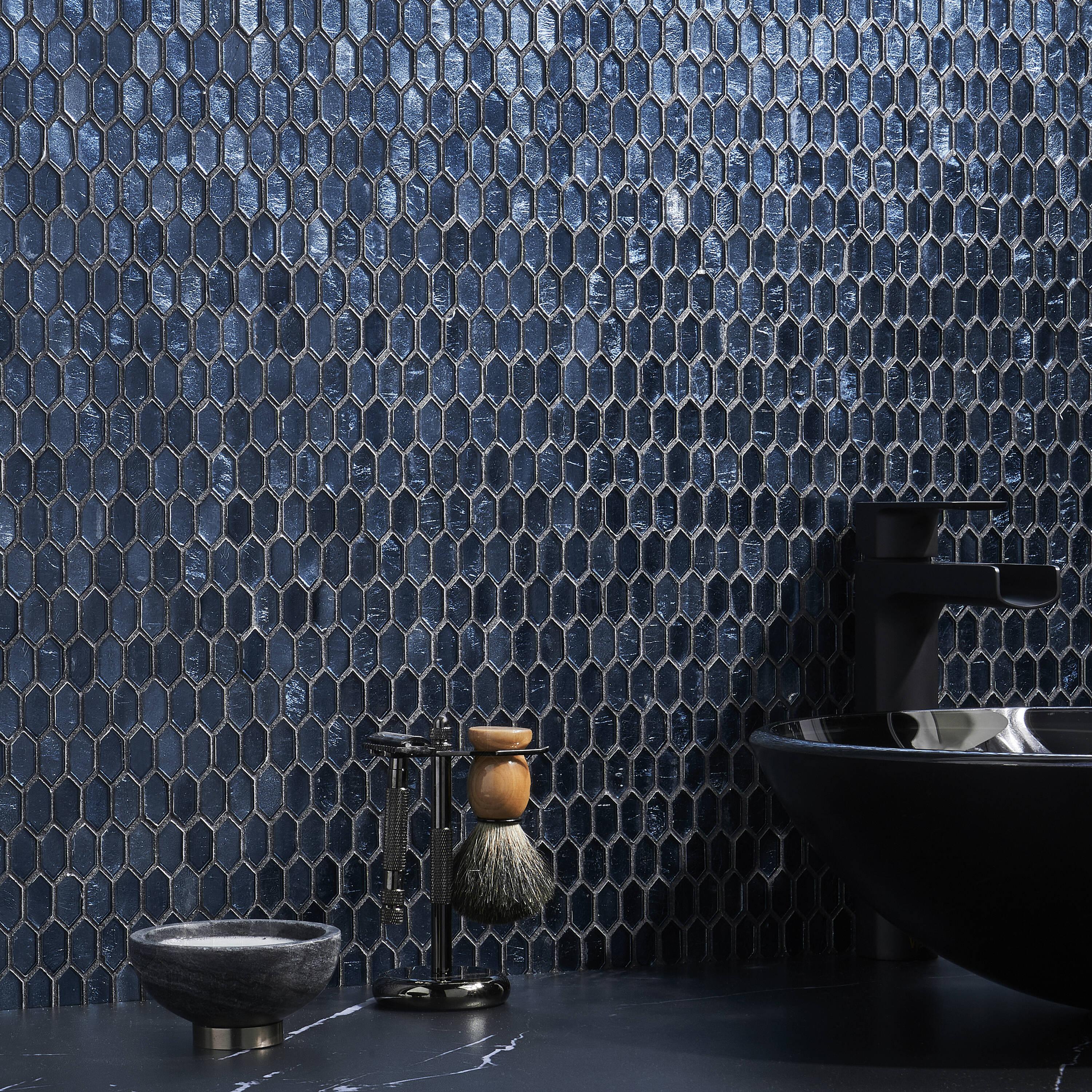Whisper 11.61" x 11.73" Polished Mini Picket Glass Mosaic Wall Tile (0.94 Sq. Ft. / each)