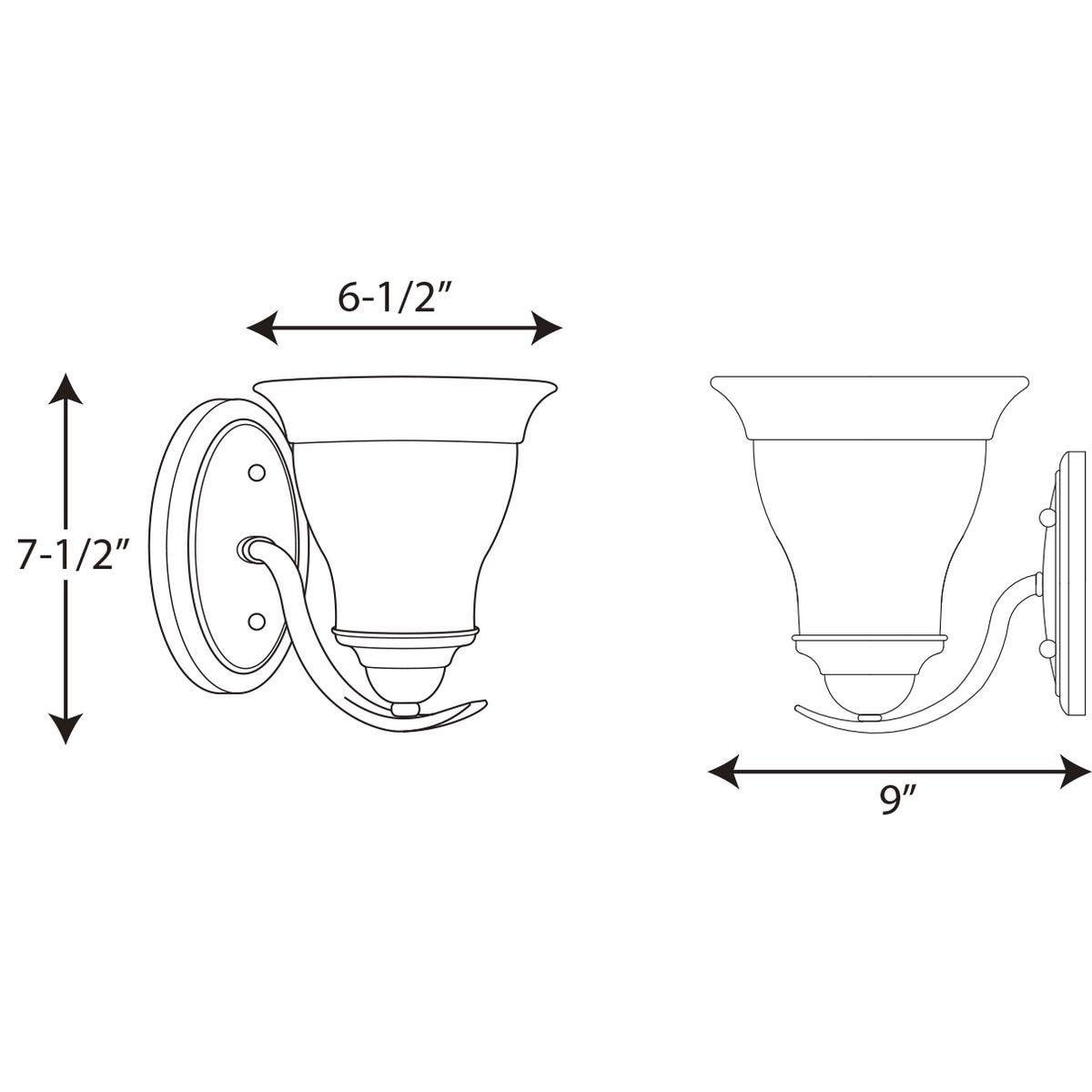 Progress Lighting Trinity 1-Light Bath Fixture, Ceramic, Antique Bronze, Etched Glass Shade