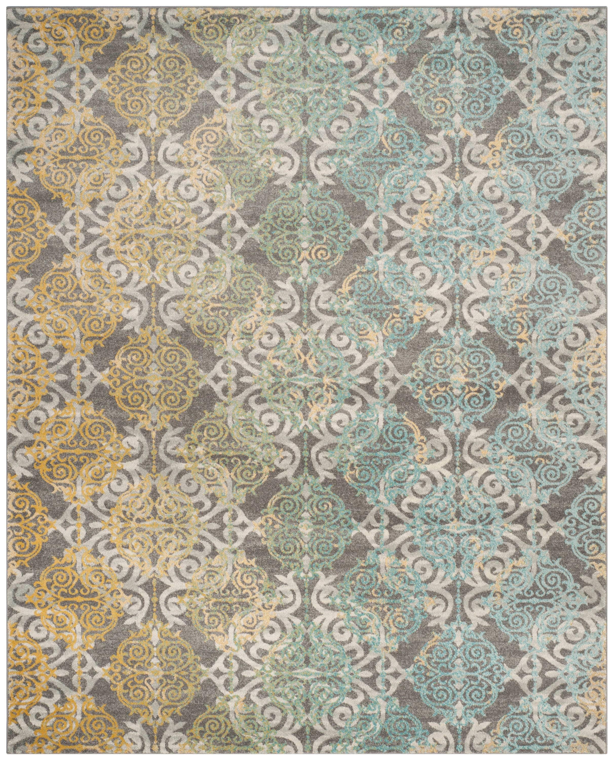 SAFAVIEH Evoke Keith Damask Area Rug, Grey/Ivory, 11' x 15'