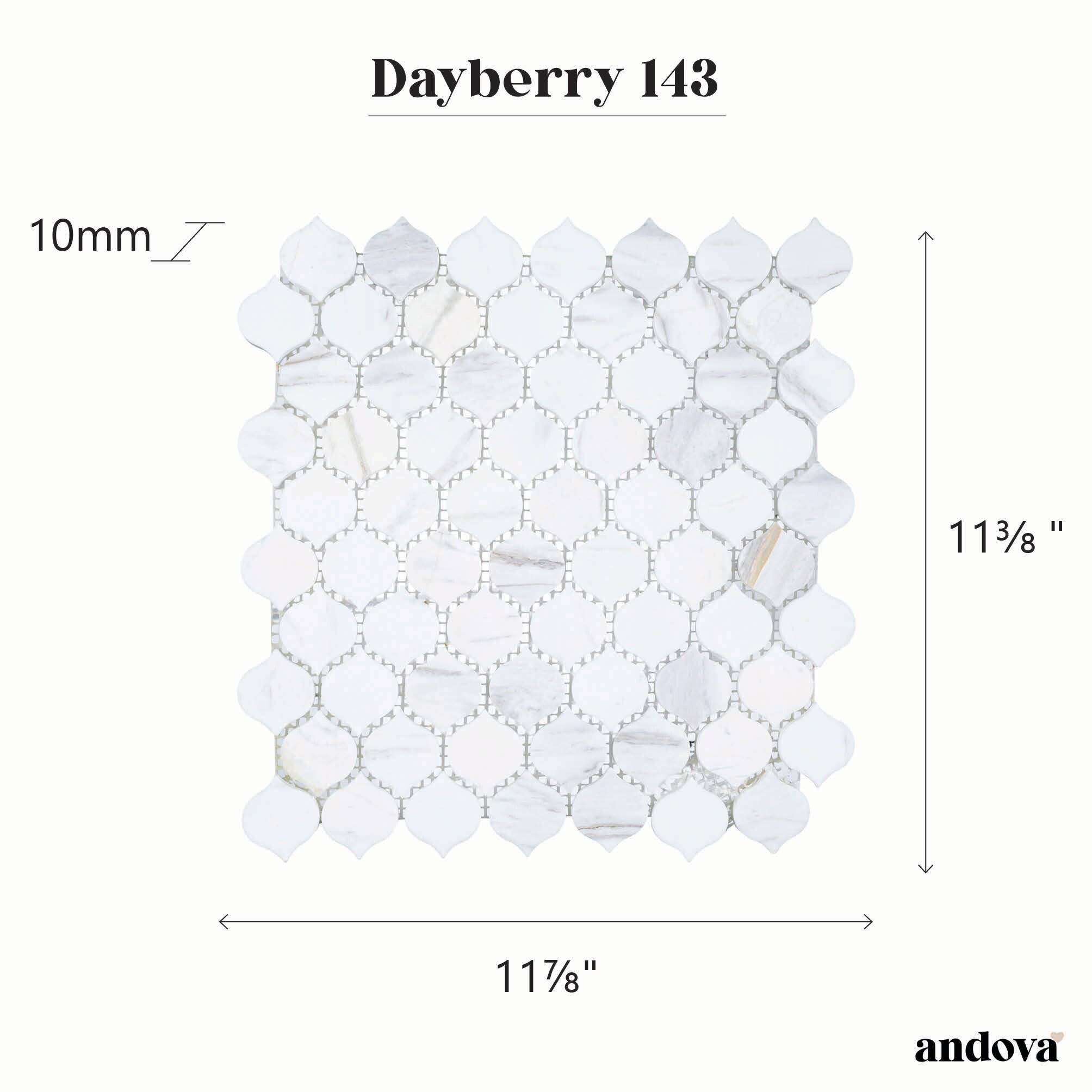 Dayberry 1.5" Marble Arabesque Mosaic Kitchen Backsplash, Bathroom, Shower, Pool, Wall and Floor Tile