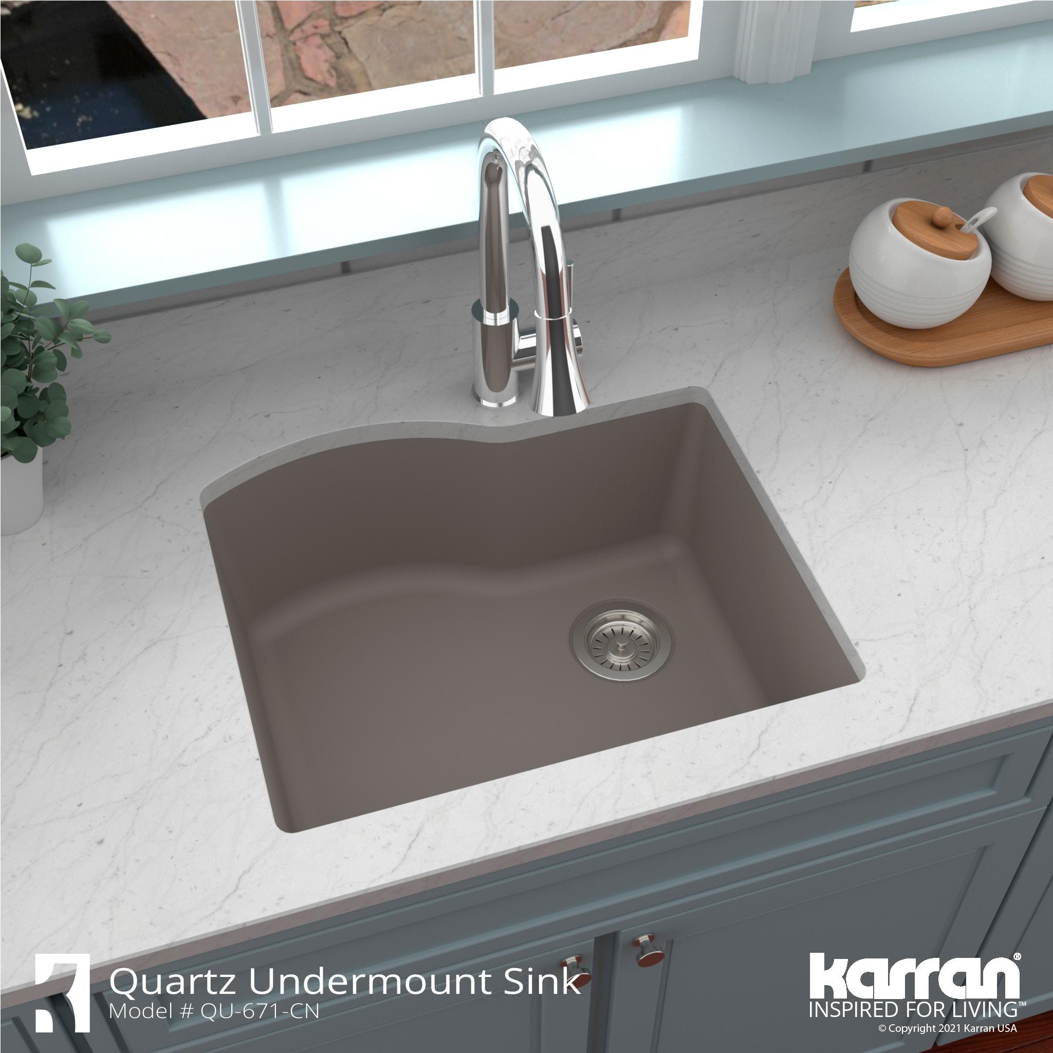 Karran Undermount Quartz Composite 24'' X 20-3/4'' Single Bowl Kitchen Sink