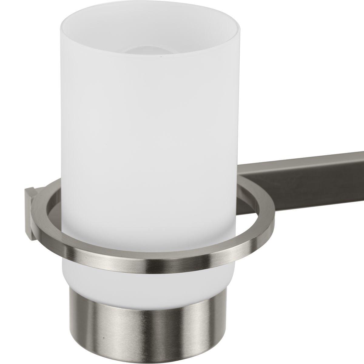 Progress Lighting Reiss 3-Light Vanity Light, Brushed Nickel, White Glass Shade
