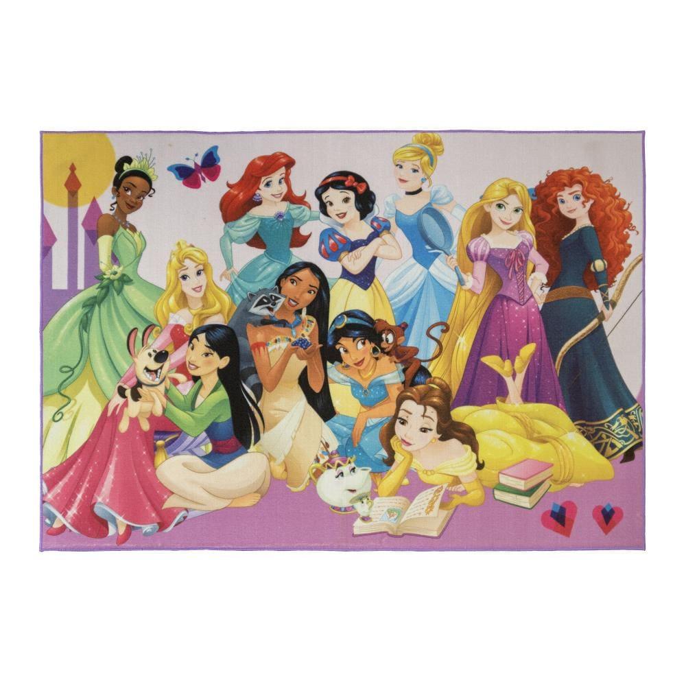 Disney Princess Multicolor Synthetic Rectangular Kids Area Rug