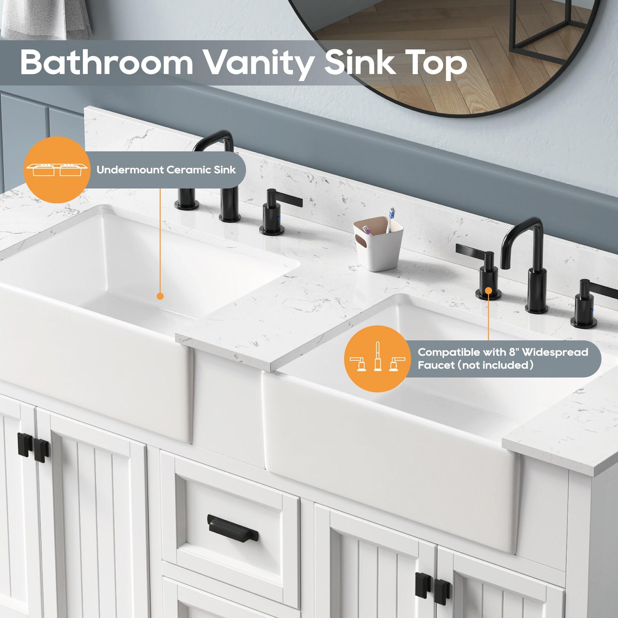 Richfield 60-inch White Painted Freestanding Double Sink Bathroom Vanity