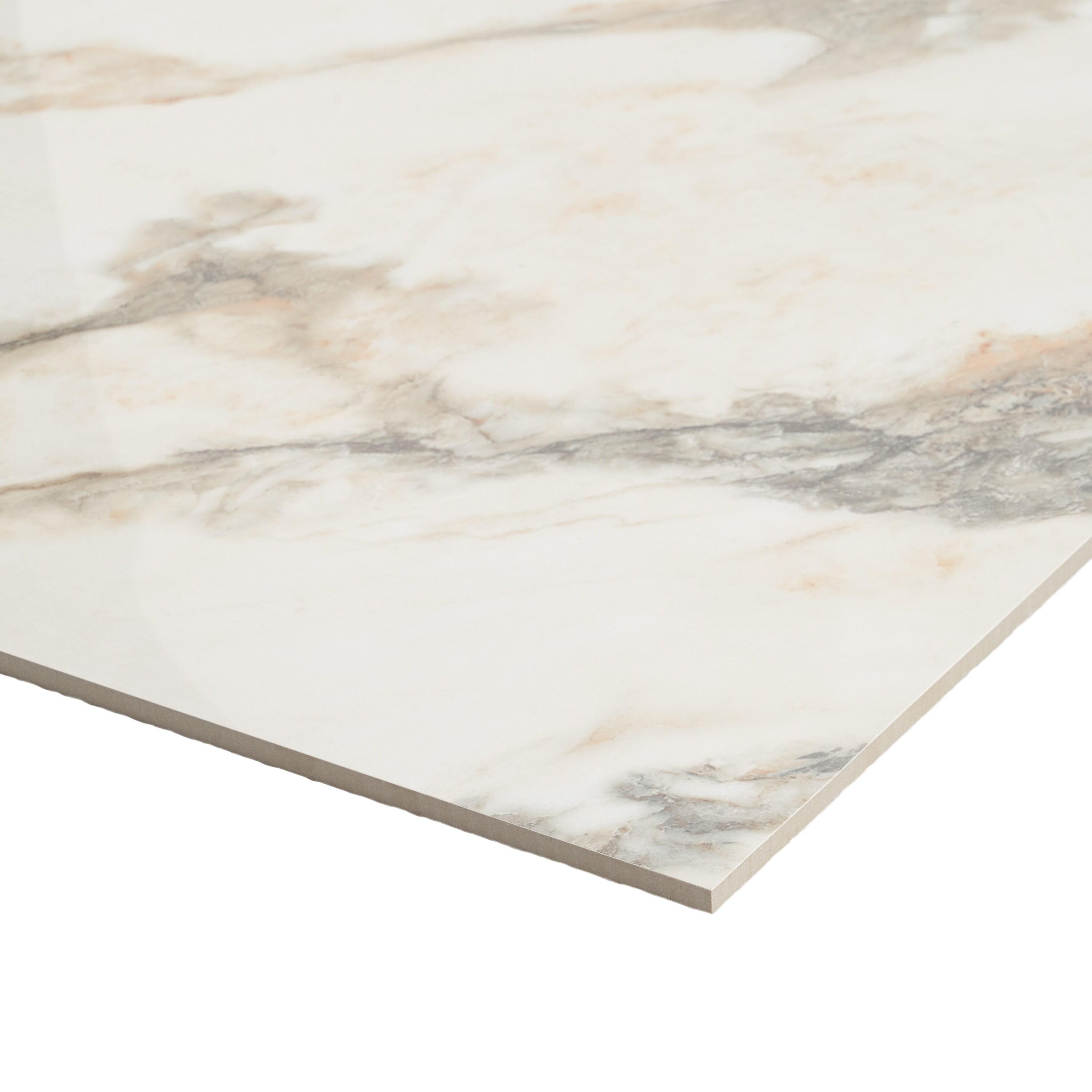 Saroshi 24" x 24" Polished Marble Look Porcelain Floor and Wall Tile (15.5 Sq. Ft. / Case)