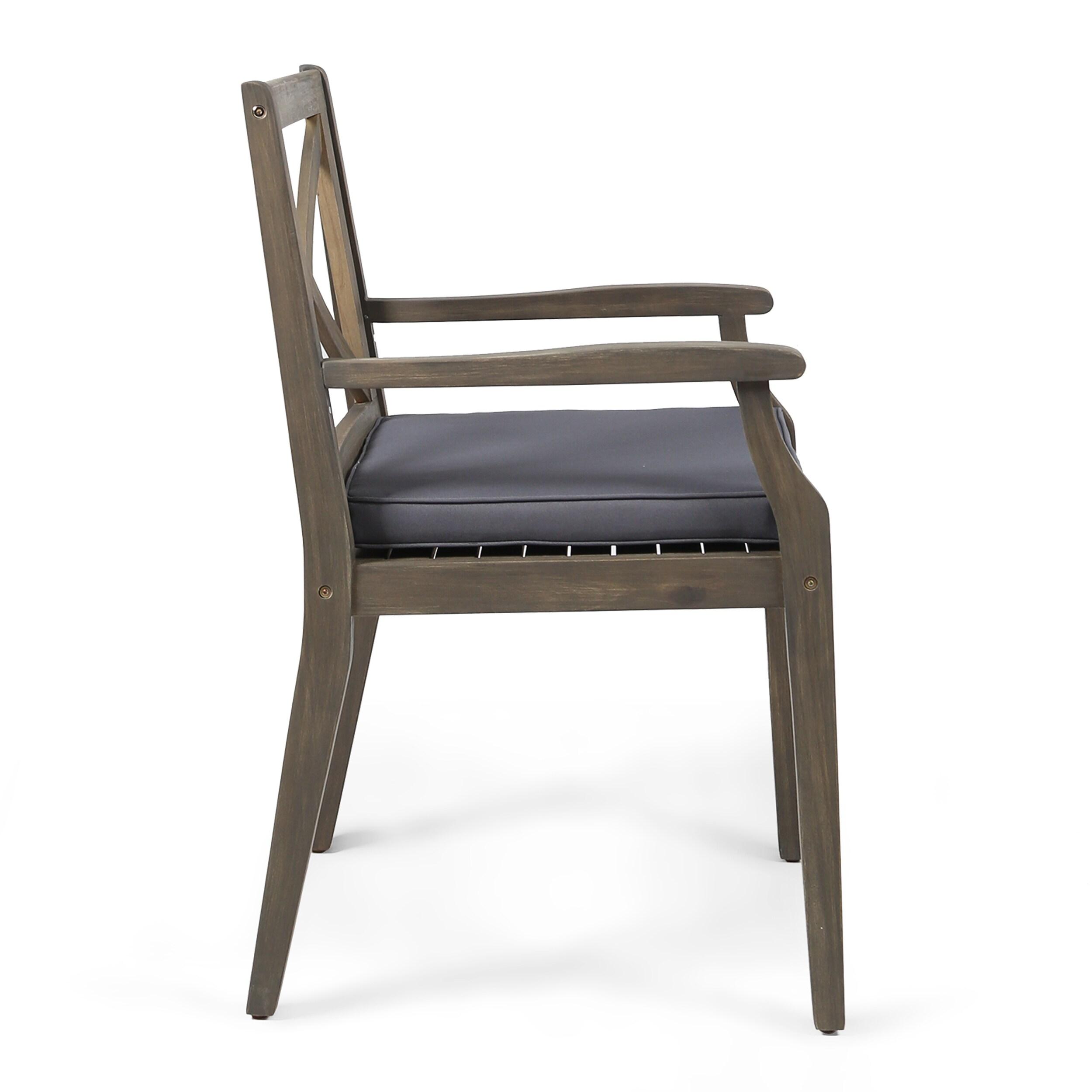 Gracie Oaks Outdoor Acacia Wood Patio Armchair,for Backyard, Poolside, Garden (Set of 2)