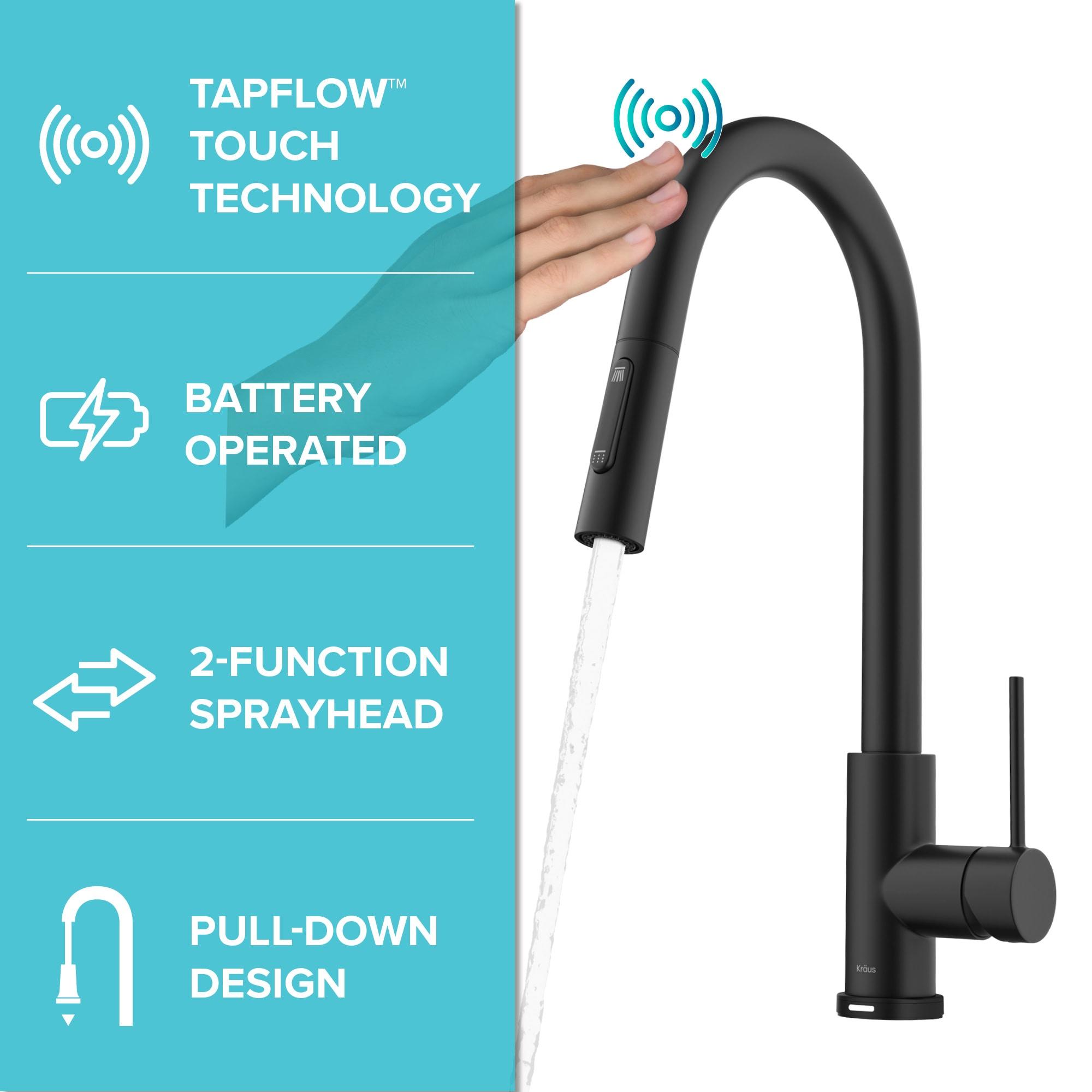 Matte Black Touch-Control Kitchen Faucet with Pull-Down Sprayer