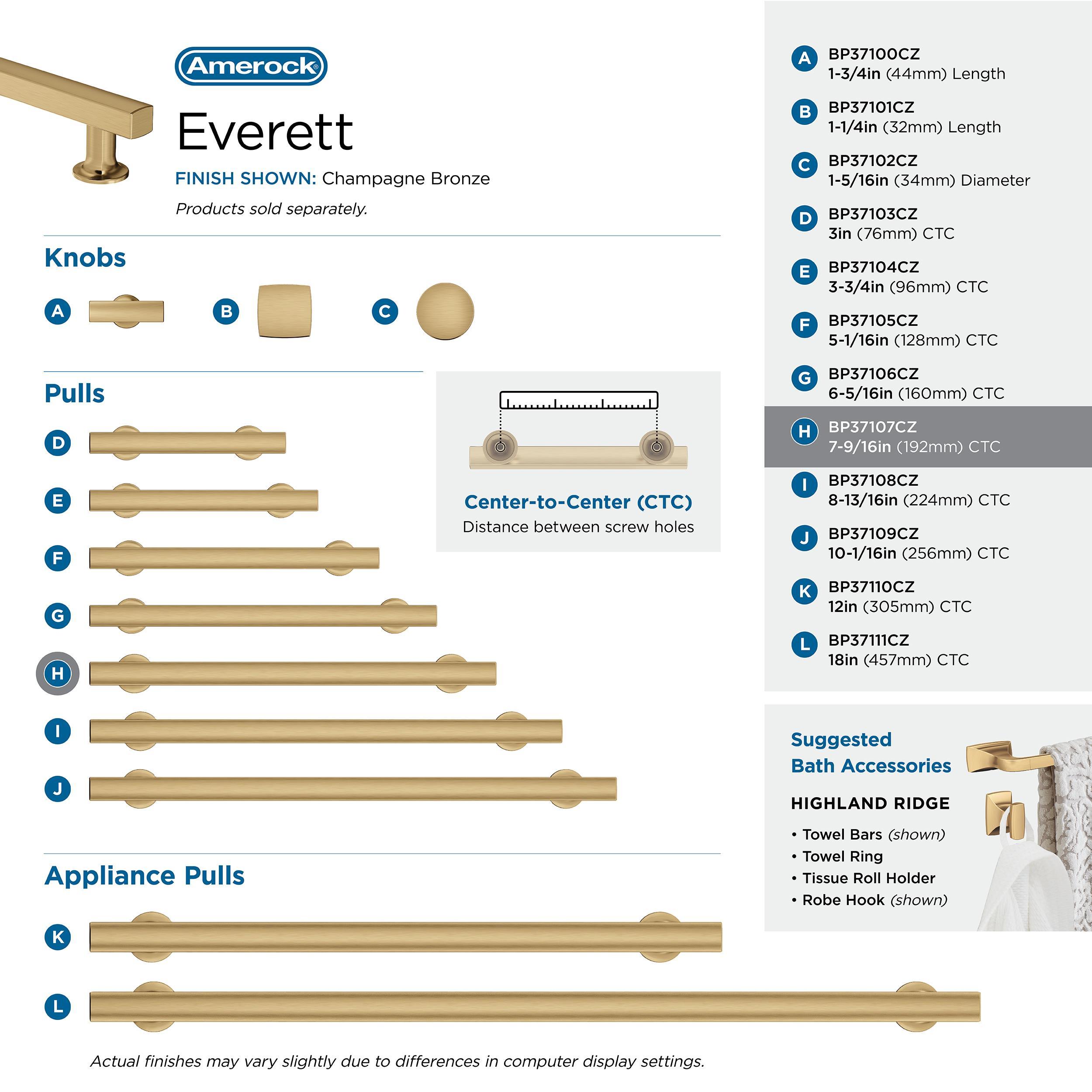 Amerock Everett 7-9/16 inch (192mm) Center-to-Center Champagne Bronze Cabinet Pull