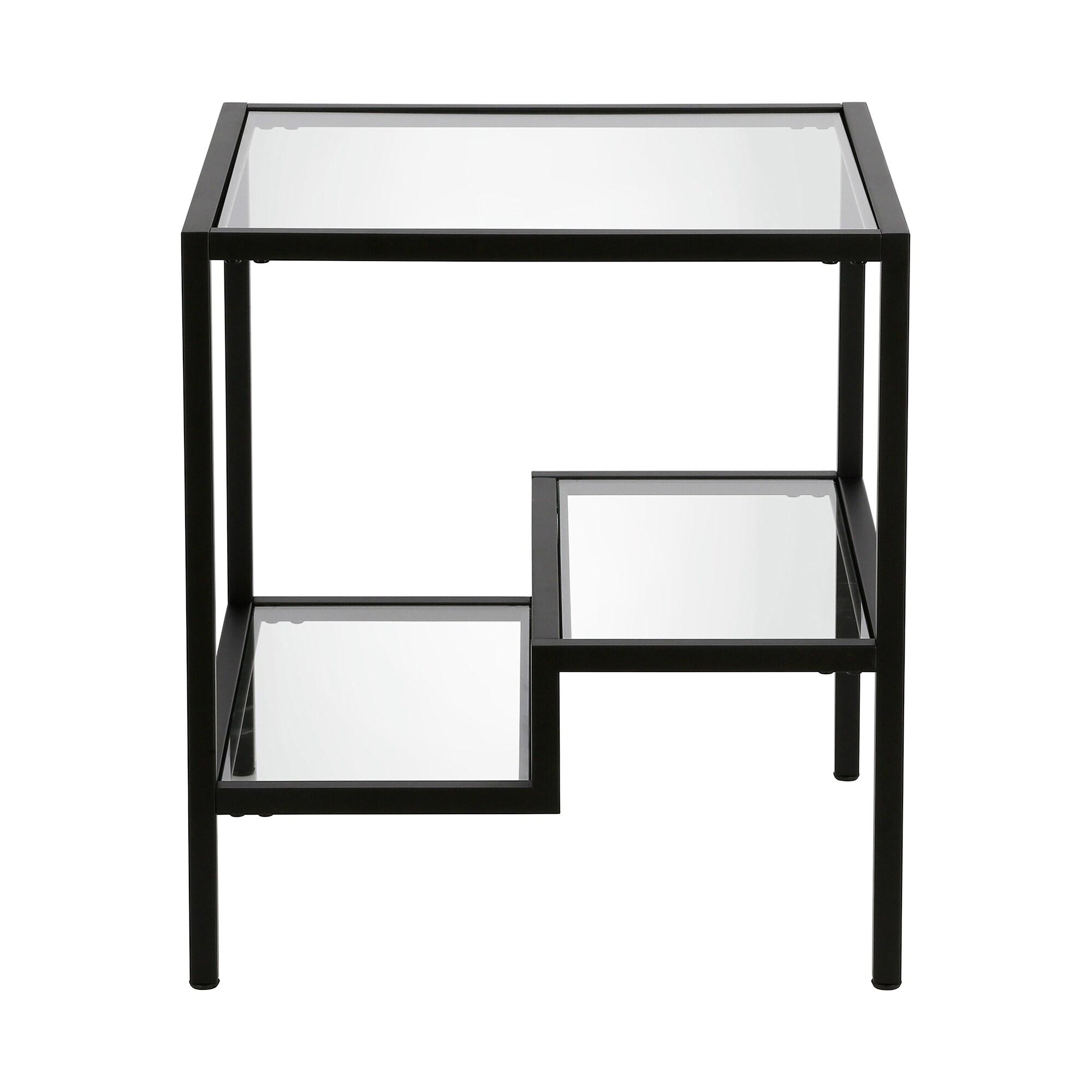 Evelyn&Zoe Lovett 20" Wide Square Side Table, Blackened Bronze