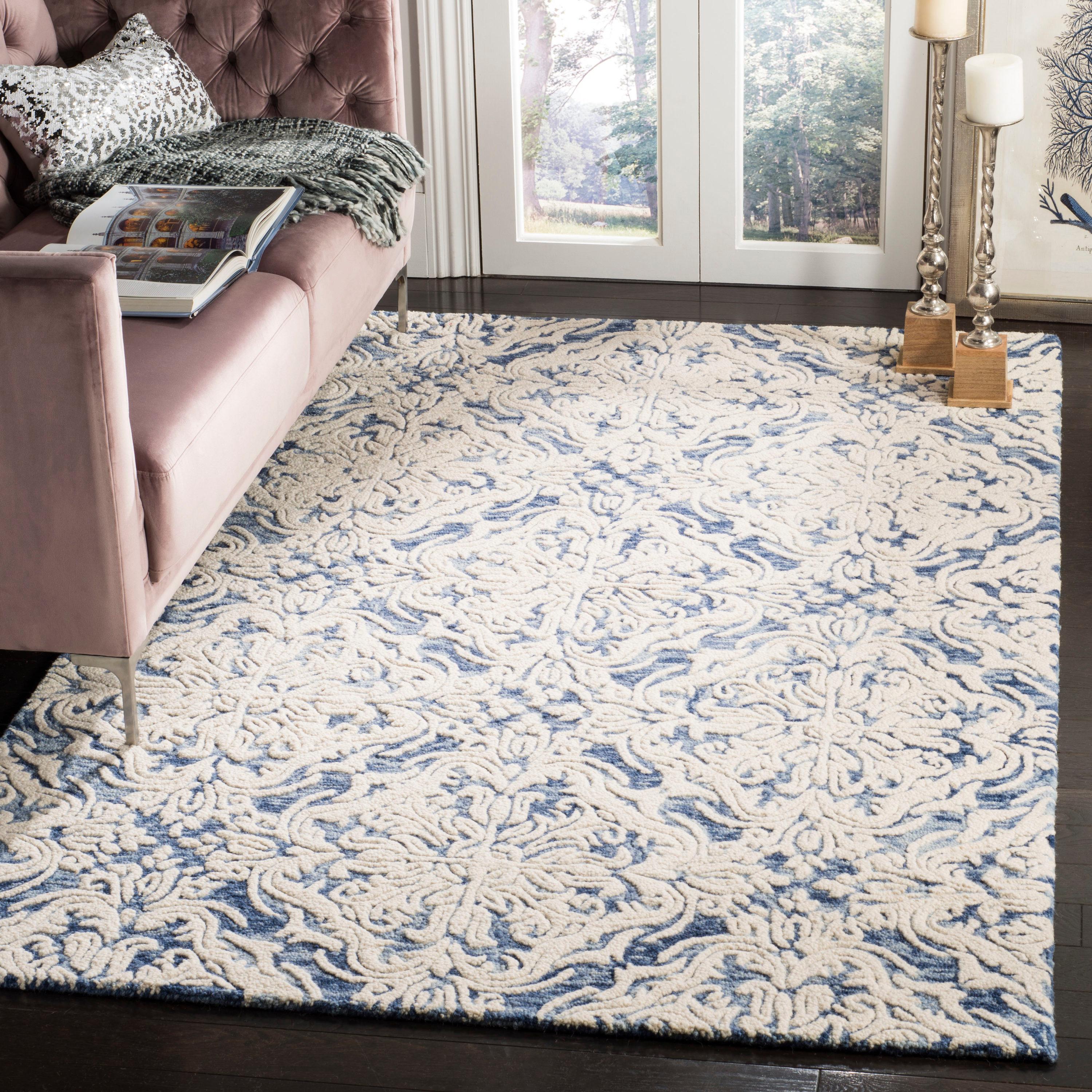 Blossom BLM103 Hand Tufted Area Rug - Blue/Ivory - 4'x6' - Safavieh.