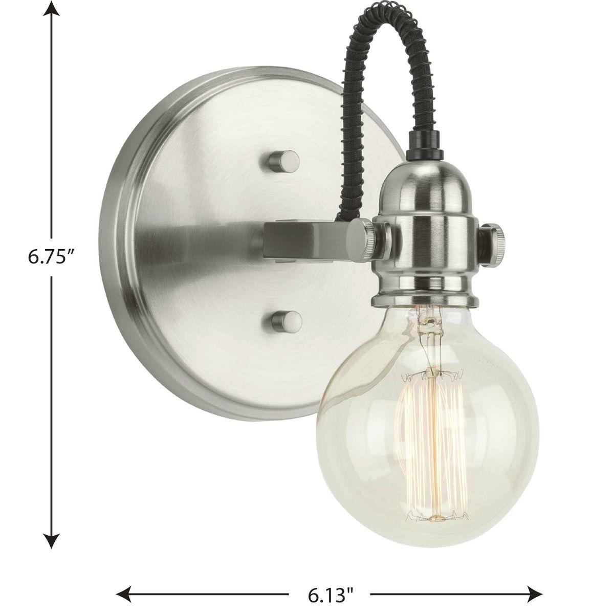 Progress Lighting, Axle Collection, 1-Light, Bath Vanity Light, Brushed Nickel, Vintage Style