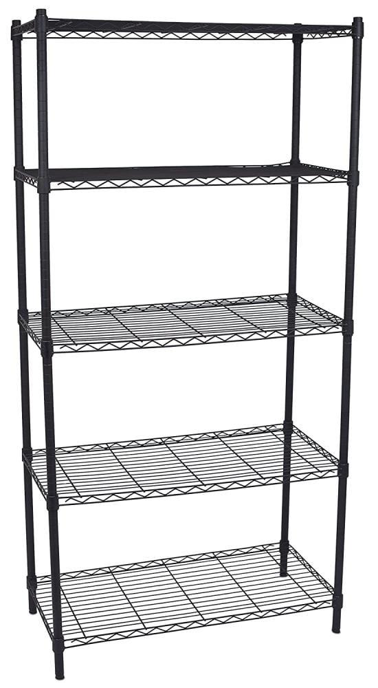 Internet's Best 5-Tier Wire Shelving - Flat Black - Heavy Duty Shelf