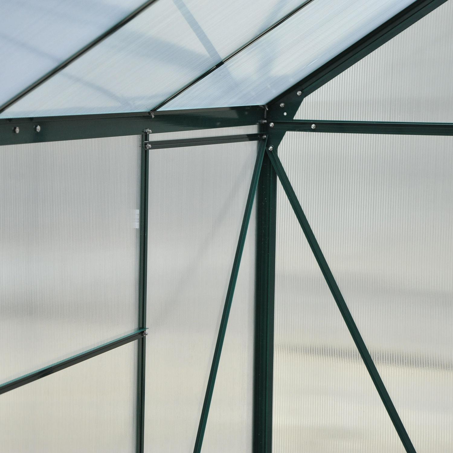 Outsunny 6.2' x 8.3' x 6.6' Polycarbonate Greenhouse, Heavy Duty Outdoor Aluminum Walk-in Green House Kit with Vent & Door for Backyard Garden, Green