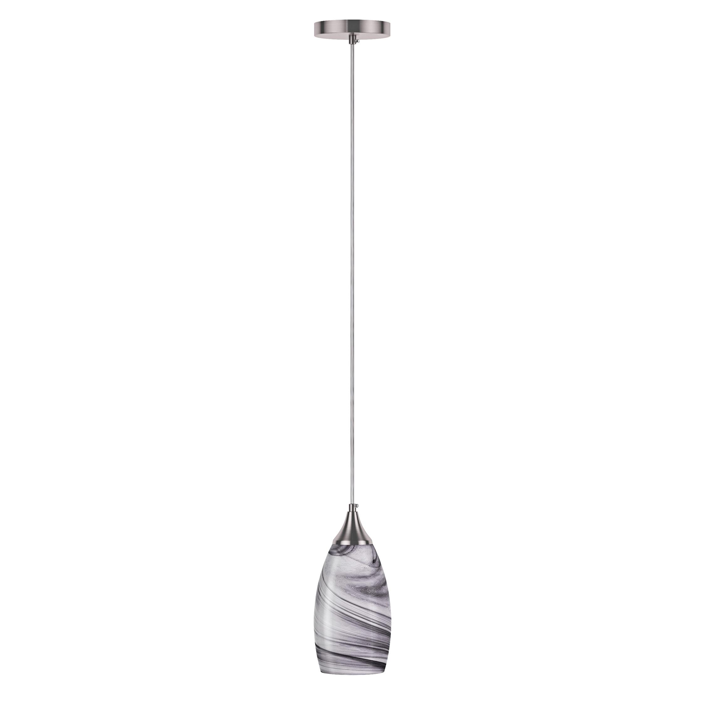 Craftsman Nickel Mini Pendant Light with Multicolor Art Glass