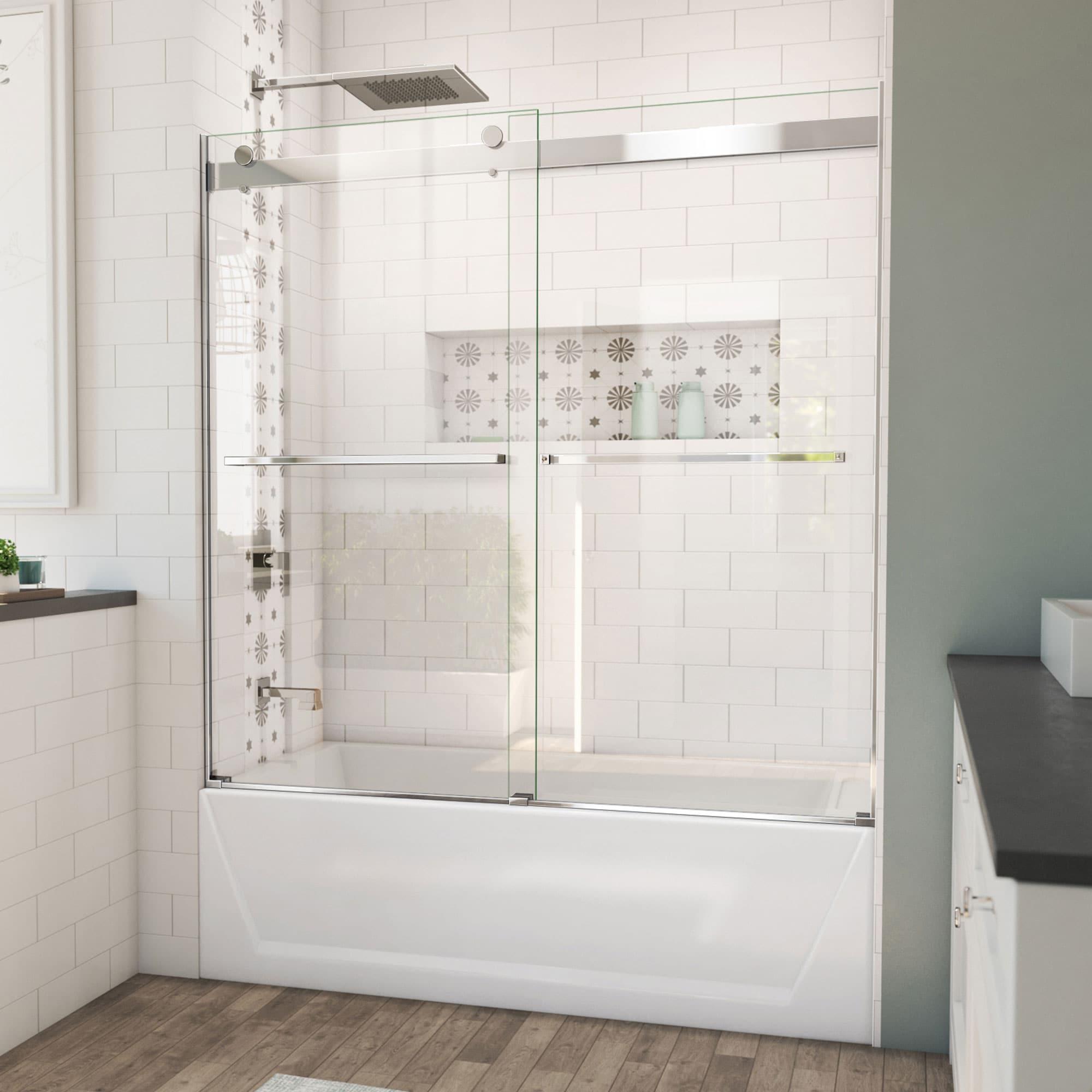 Essence 56" W x 60" H Reversible Frameless Tub Door with ClearMax™ Technology