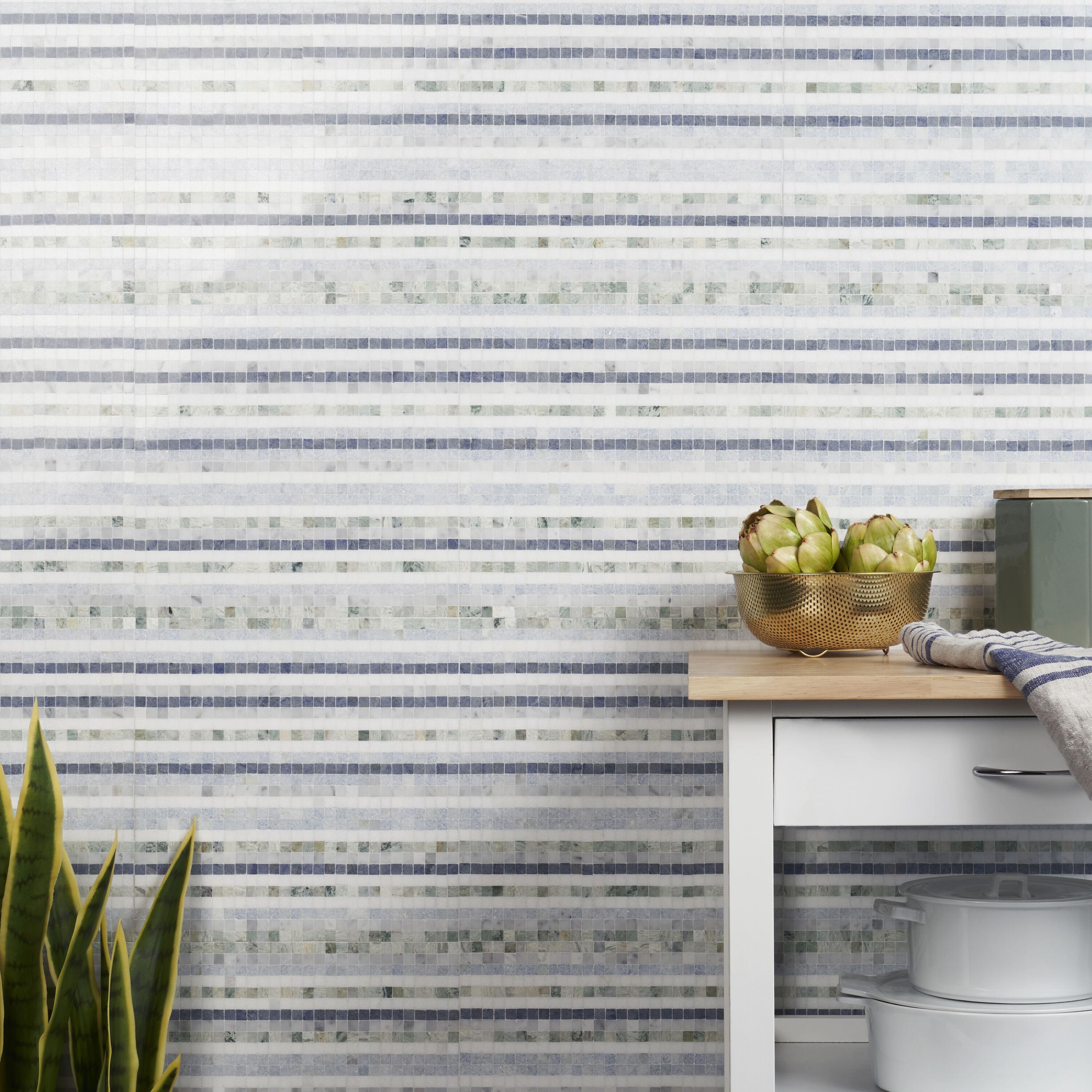 Bond Tile Minute 12" x 12" Marble Grid Wall & Floor Tile