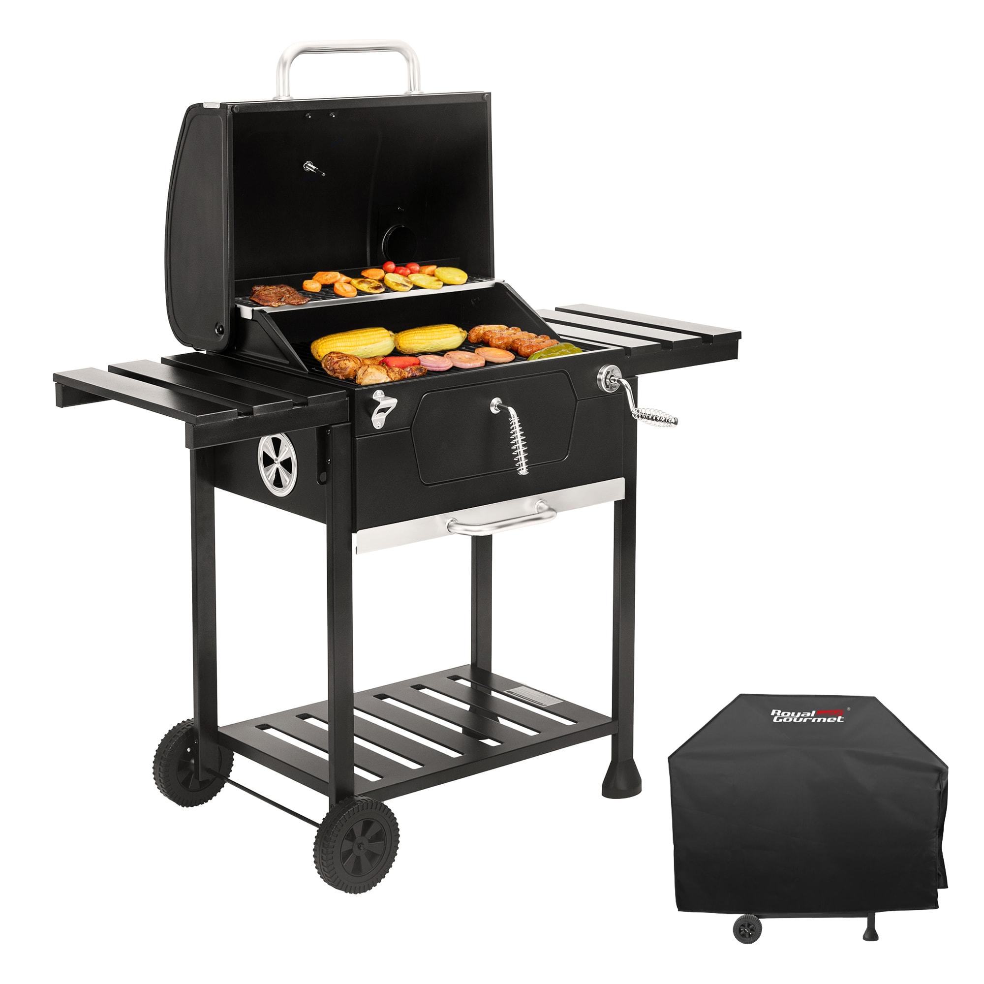 Royal Gourmet 24" Crop Barrel Charcoal Grill with Side Shelf and Cover