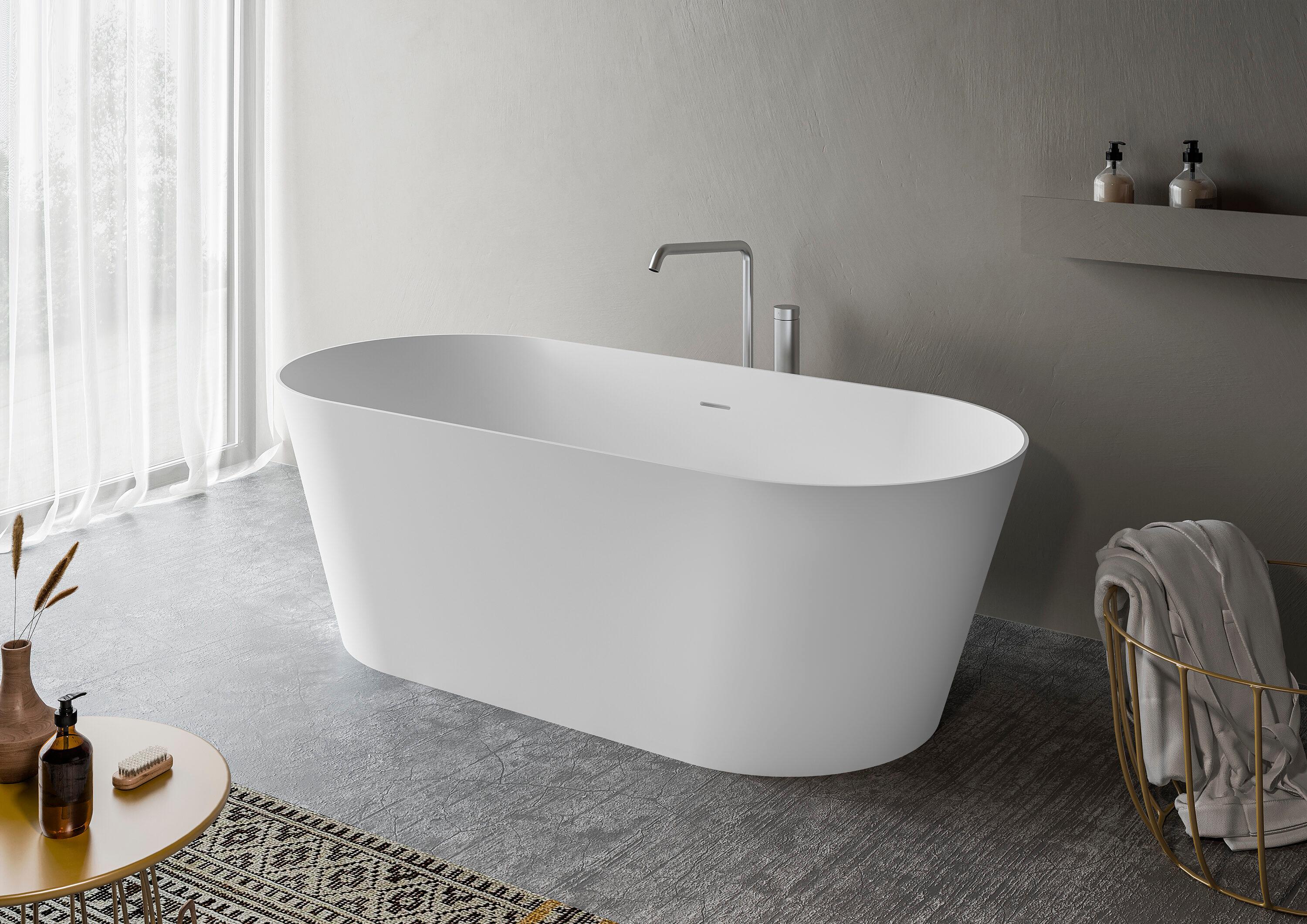 Ruvati 67-inch epiStone Solid Surface Oval Freestanding Bath Tub Omnia Matte