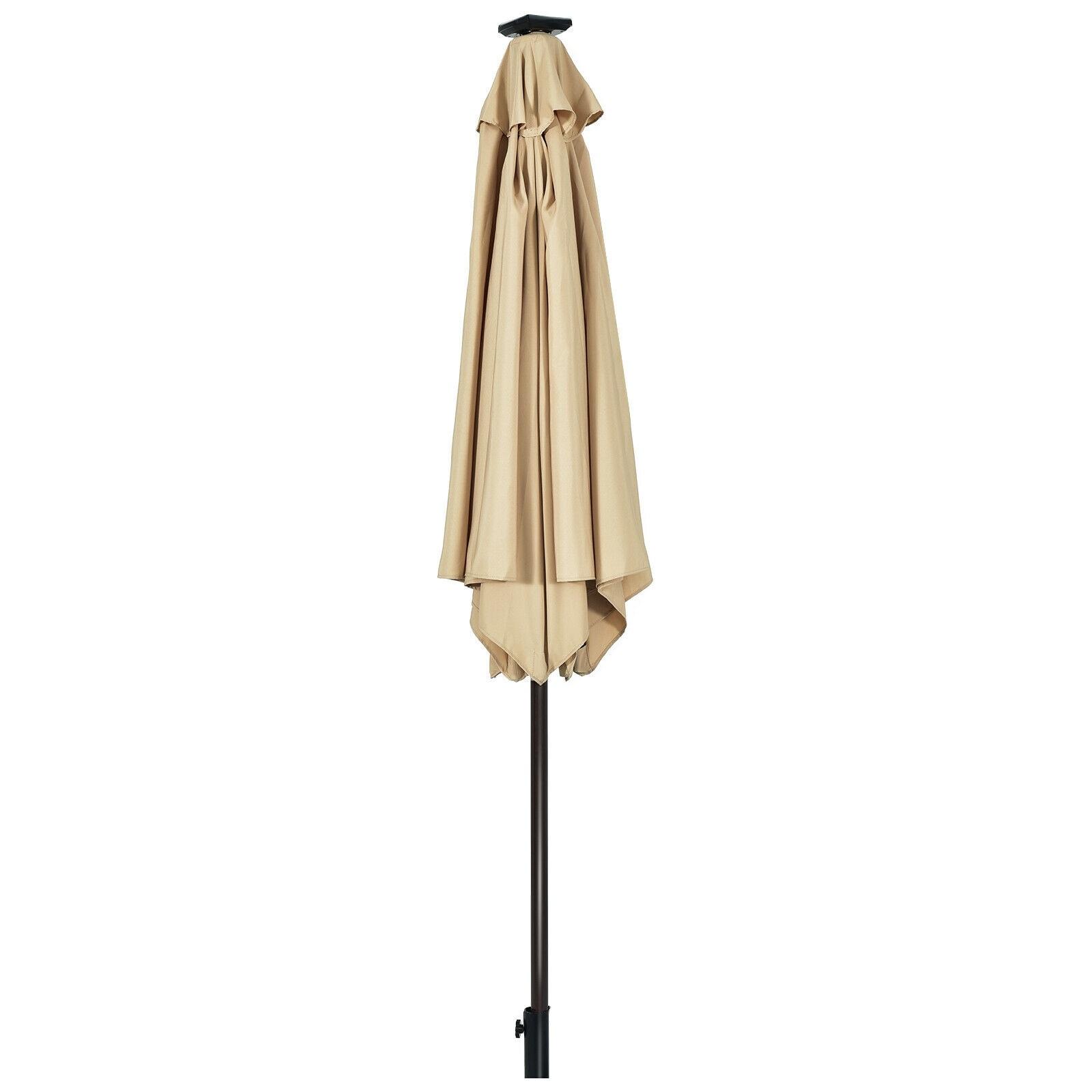 Latitude Run® 9 Feet Patio LED Solar Umbrella With Crank