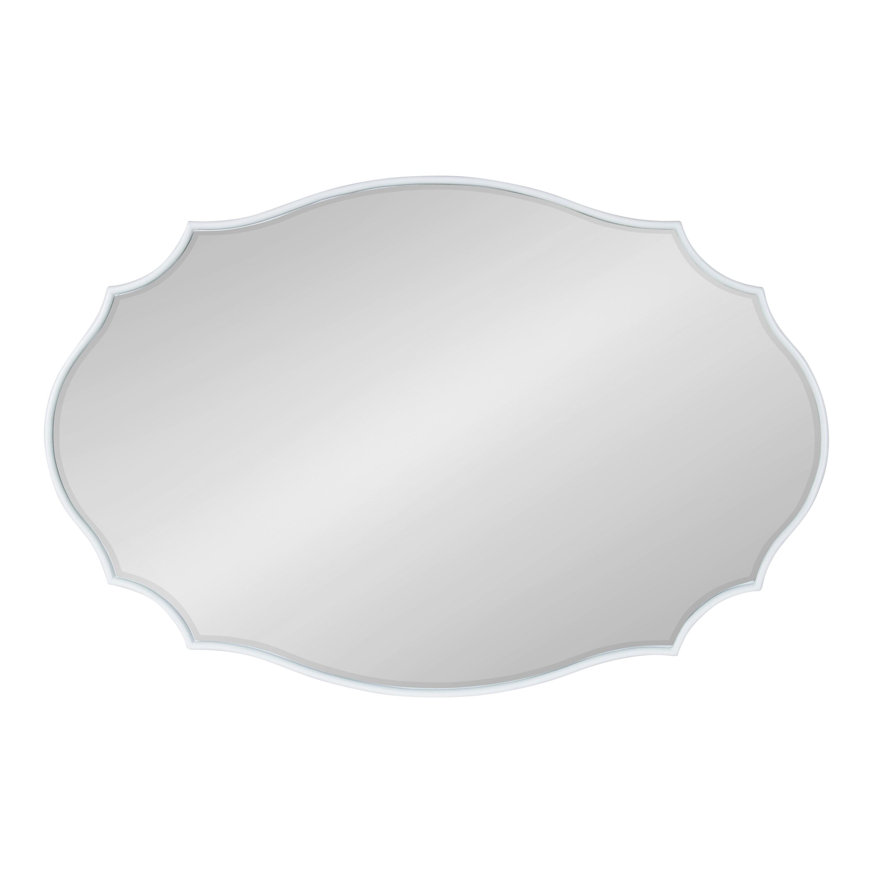 24" x 36" Leanna Scallop Wall Mirror White - Kate & Laurel All Things Decor: Modern Oval Framed, No Assembly Required
