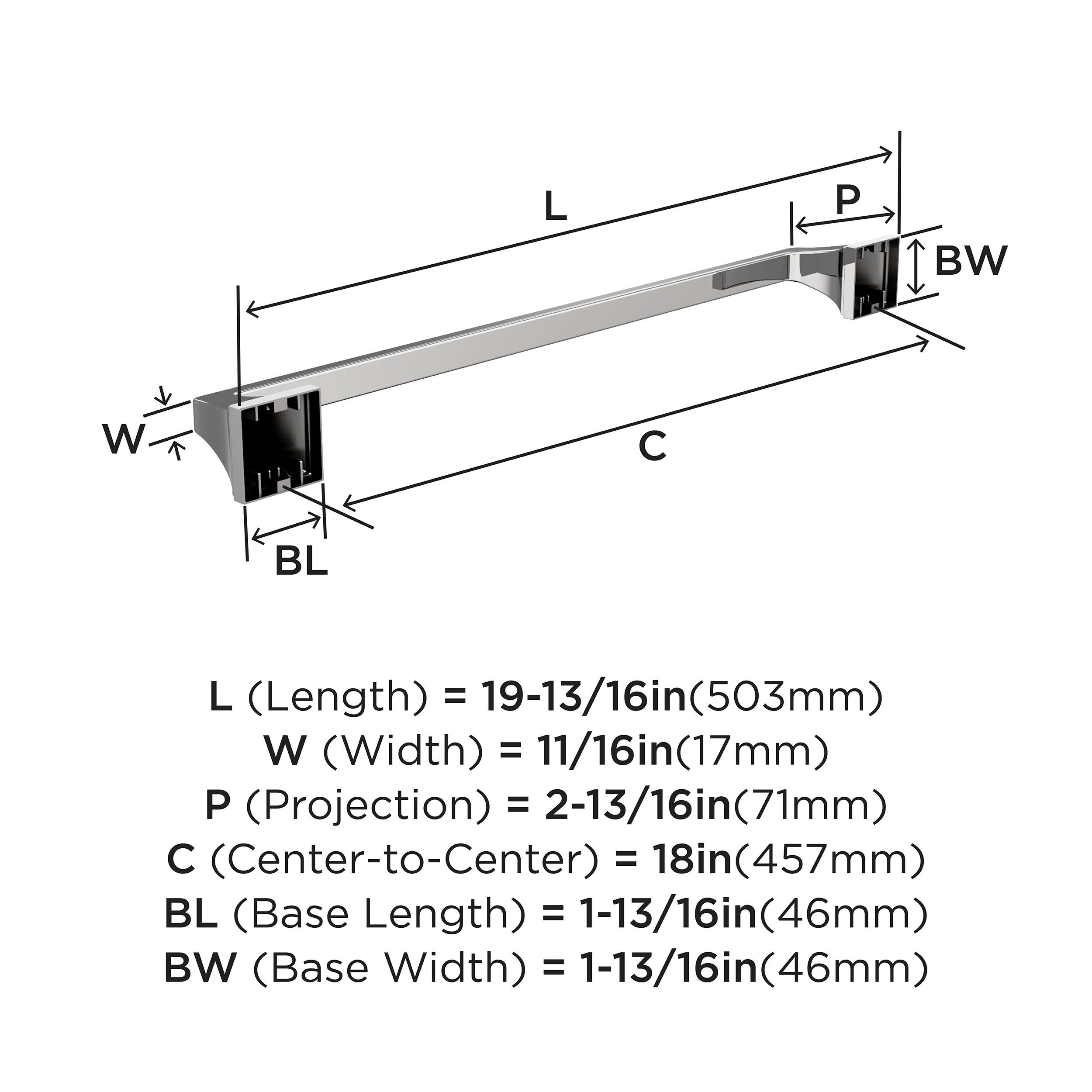 Amerock Mulholland Chrome 18 inch (457mm) Towel Bar