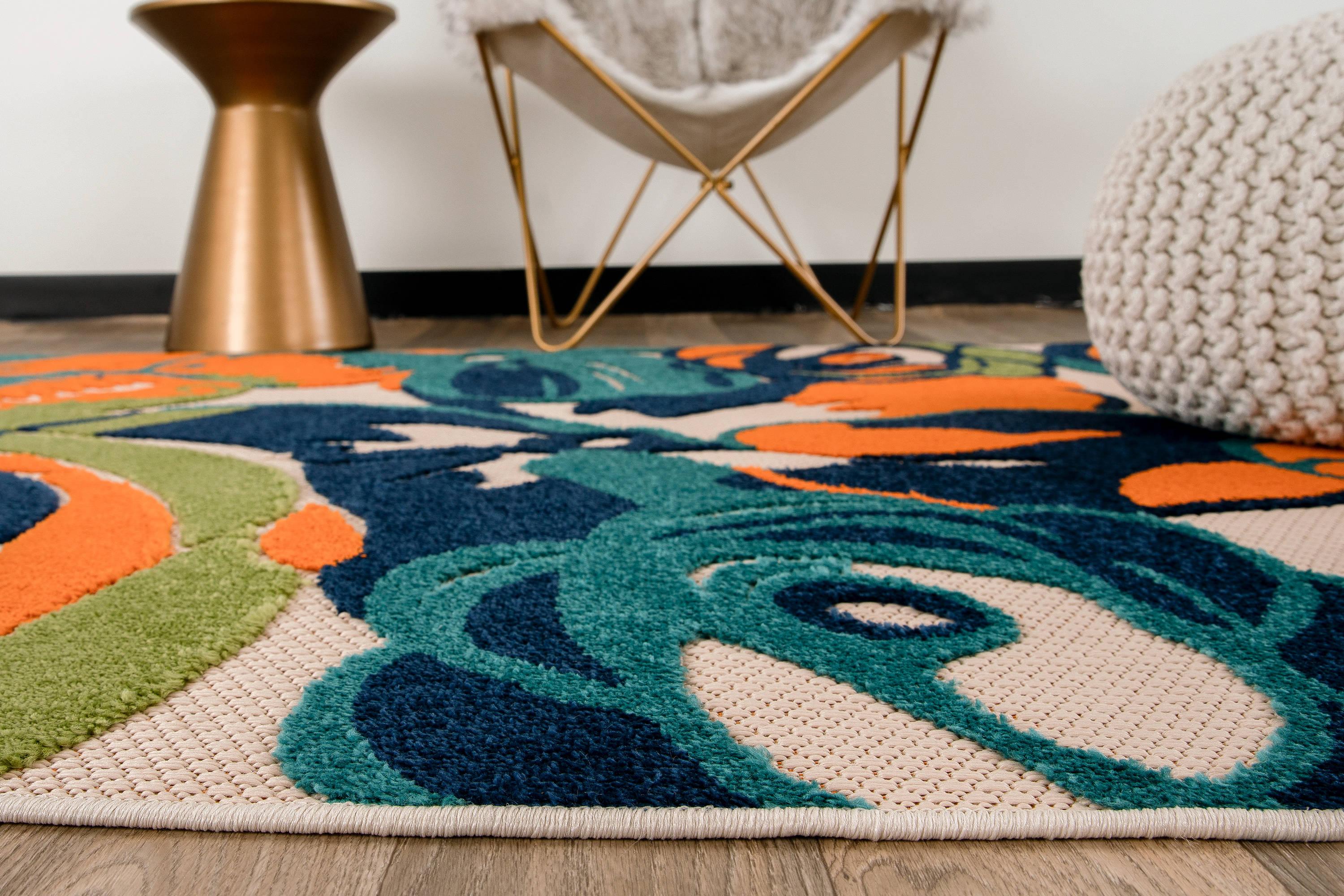 World Rug Gallery Modern Floral Indoor/Outdoor Area Rug - Multi 5' x 7'