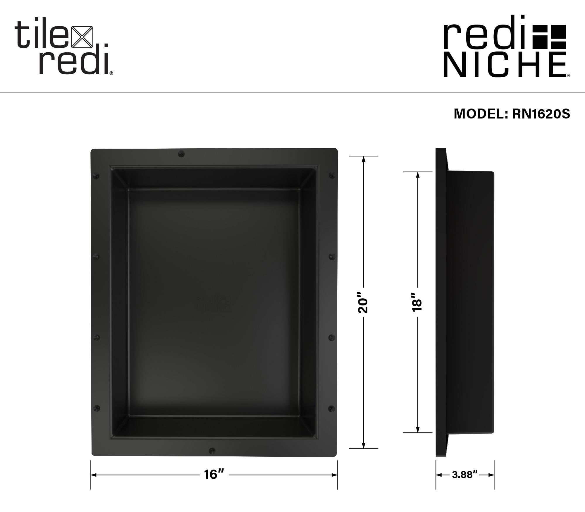 Tile Redi Rn1620s-Bi Redi Niche 16" Pvc Shelf - Tileable